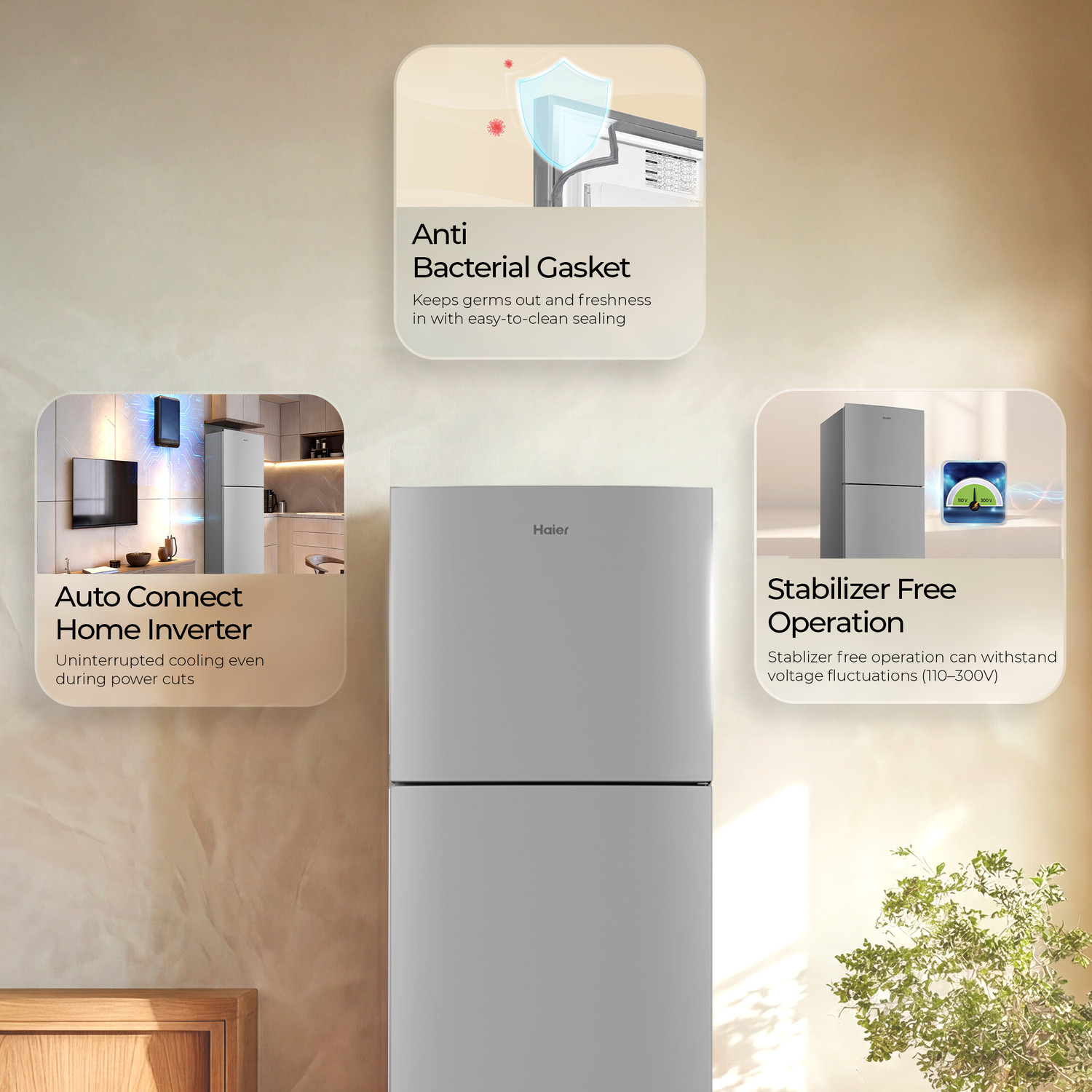 Image of Haier 240 L Frost Free Double Door 2 Star Refrigerator with Freezer,(2026 Model)