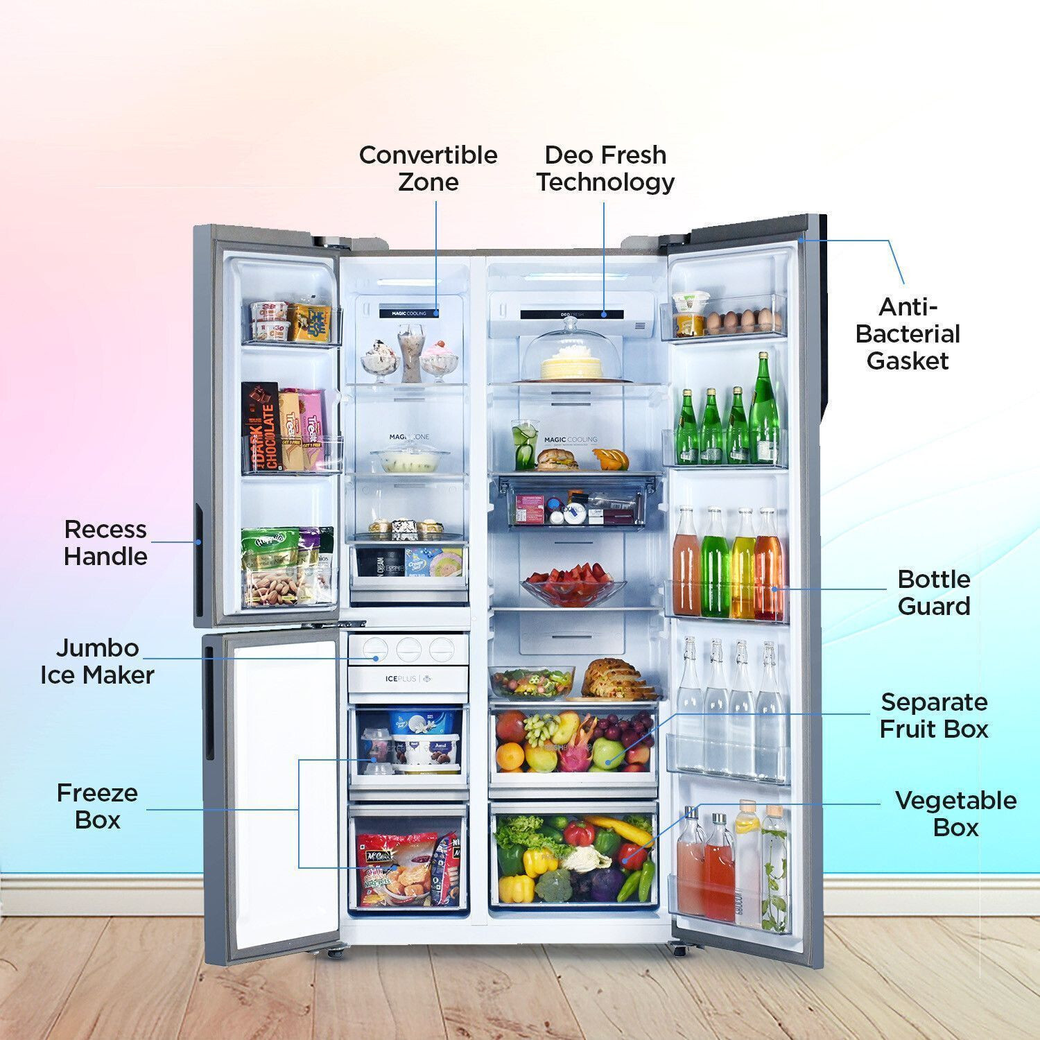 Image of Haier 598 L Frost Free Triple Door Convertible Refrigerator with 83% Convertible Fridge SpaceDigital Control Panel360 Degree CoolingMagic Convertible ZoneExpert Inverter 3-Door