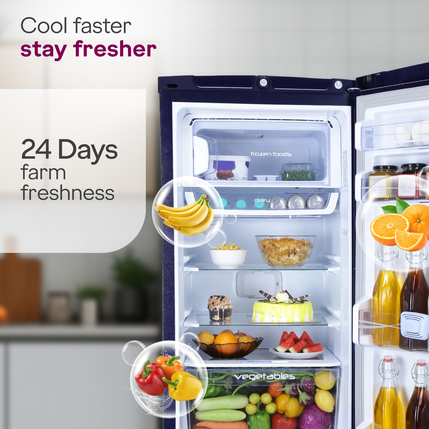 Image of Godrej 185 L Direct Cool Single Door 5 Star Refrigerator with Base Drawer2L Jumbo Vegetable Tray Advanced Inverter Technology