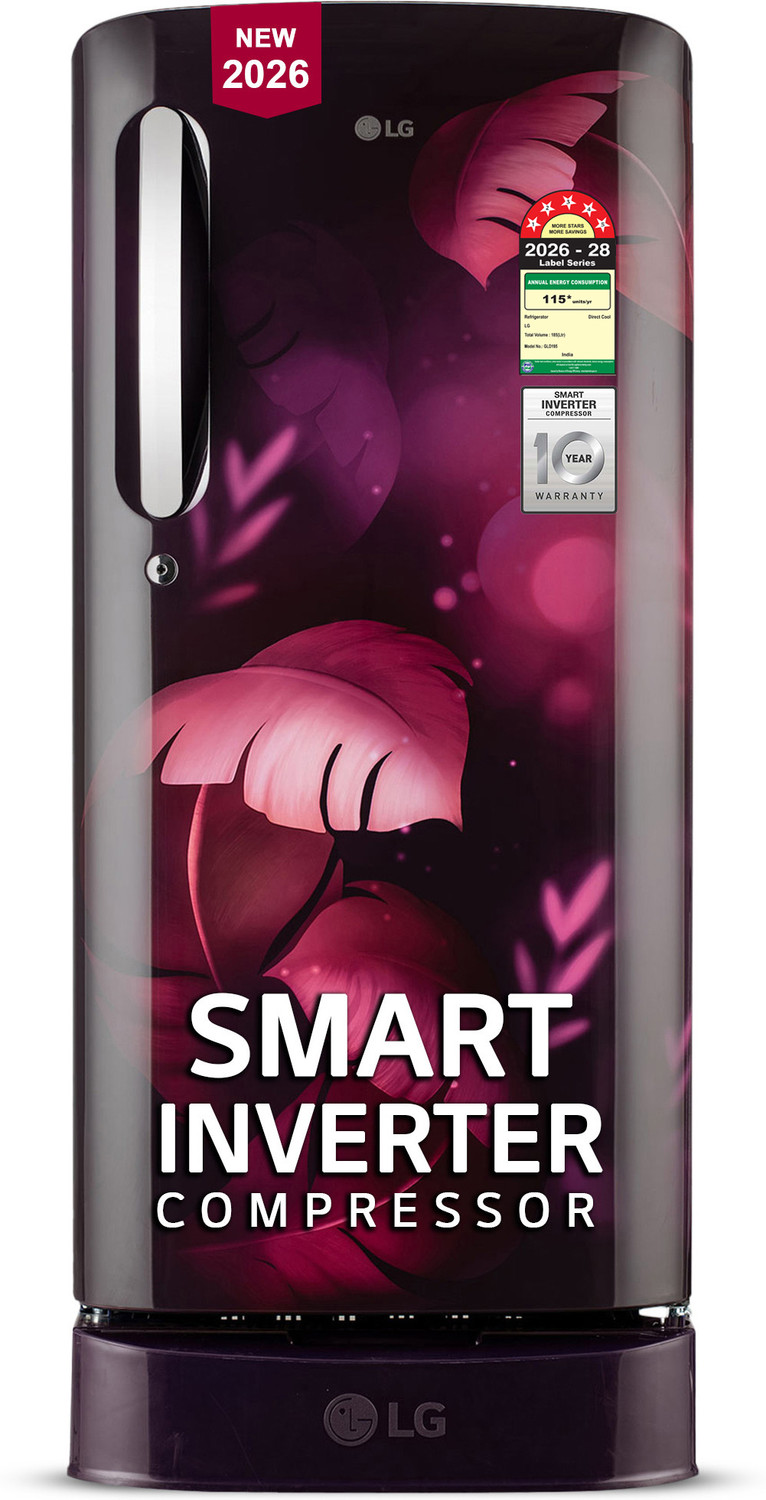 Image of LG 185 L Direct Cool Single Door 5 Star Refrigerator with Base Drawer with Smart Inverter Compressor, Runs on Home Inverter, Fit Max Chiller Tray & 2026 Model