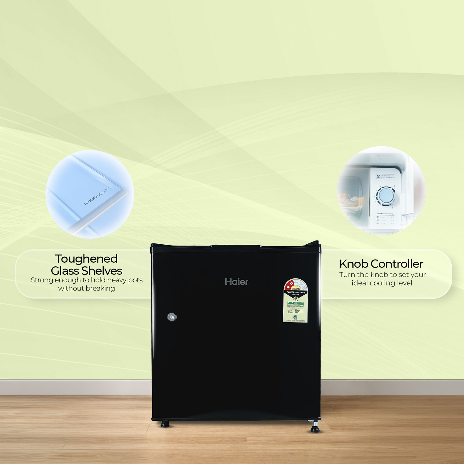 Image of Haier 50 L Direct Cool Single Door 2 Star Refrigerator with Chiller Freezer Box, LED Light for Clear View, Lock & Key and Easy Clean Back (2026 Model)