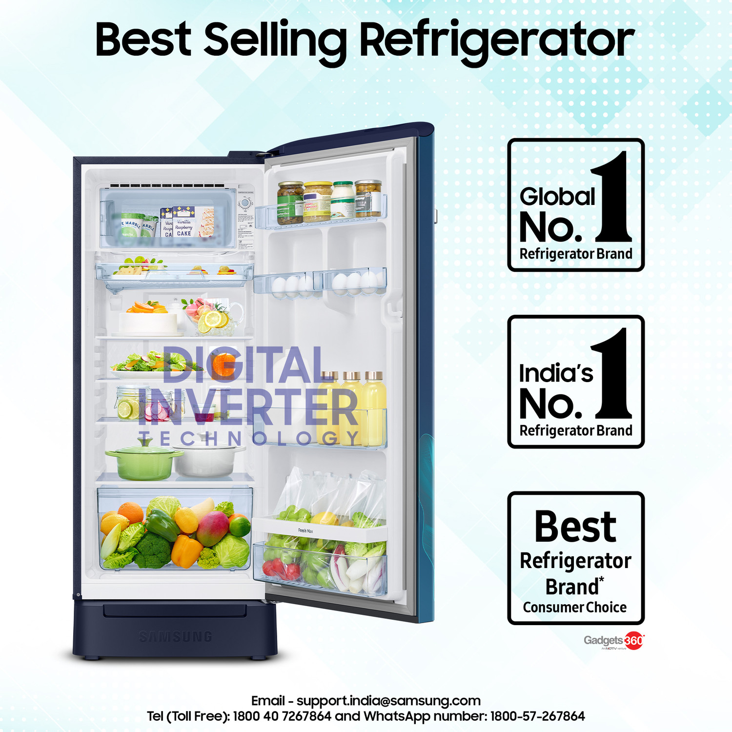 Image of Samsung 215 L Direct Cool Single Door 5 Star Refrigerator with Digital Inverter