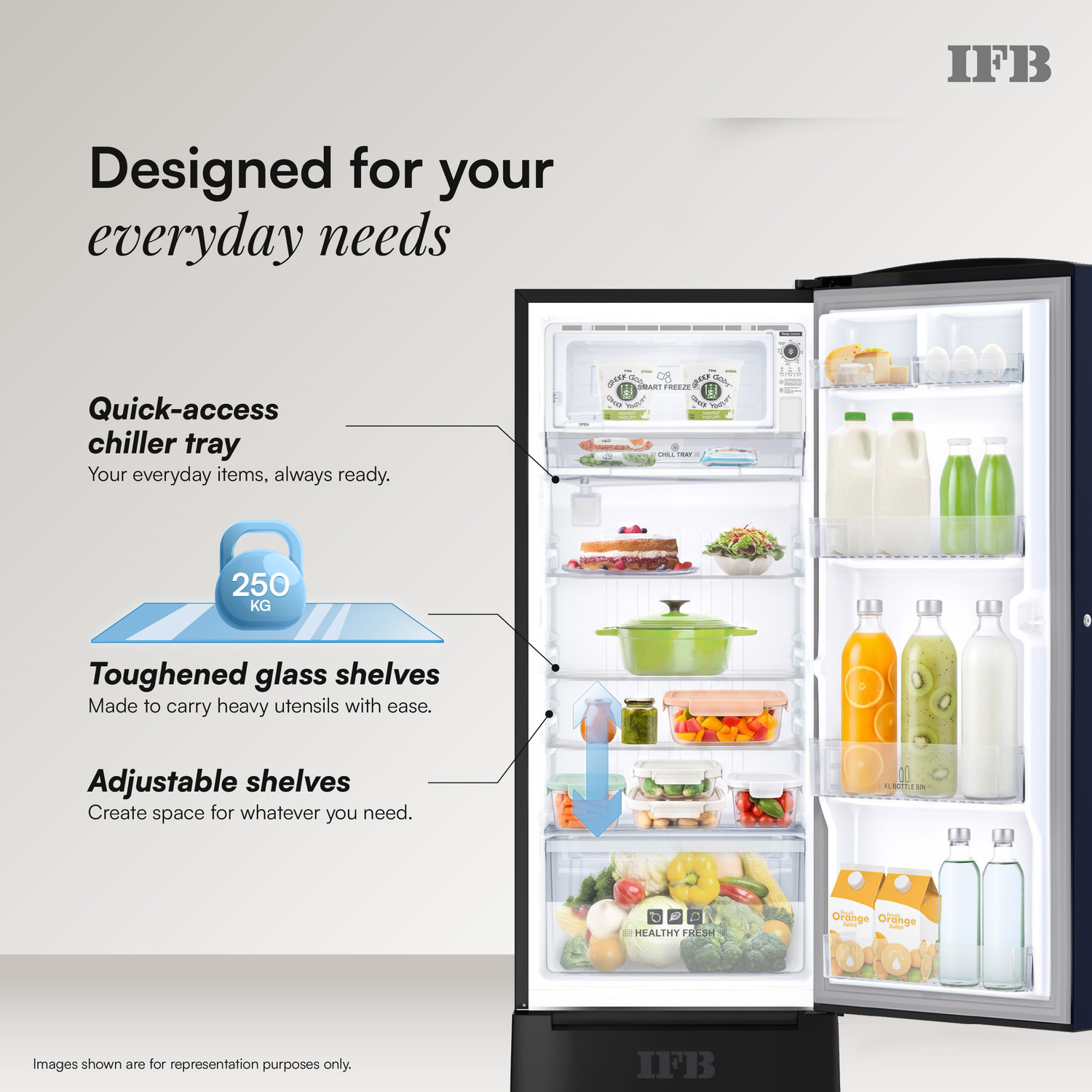 Image of IFB 197 L Direct Cool Single Door 5 Star Refrigerator with Base Drawer with 30 Hrs Cooling Retention, Big Vegetable Box with Humidity Controller (25 Days Fresh), XL Bottle Bin, Advanced Inverter Compressor & 4 Year Super Warranty