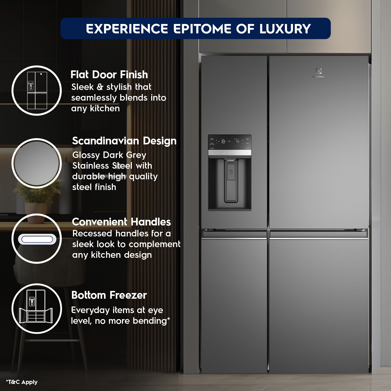 Image of Electrolux 609 L Frost Free Multi-Door Convertible Refrigerator with Inverter with TwinTech Cooling System UltimateTaste 900