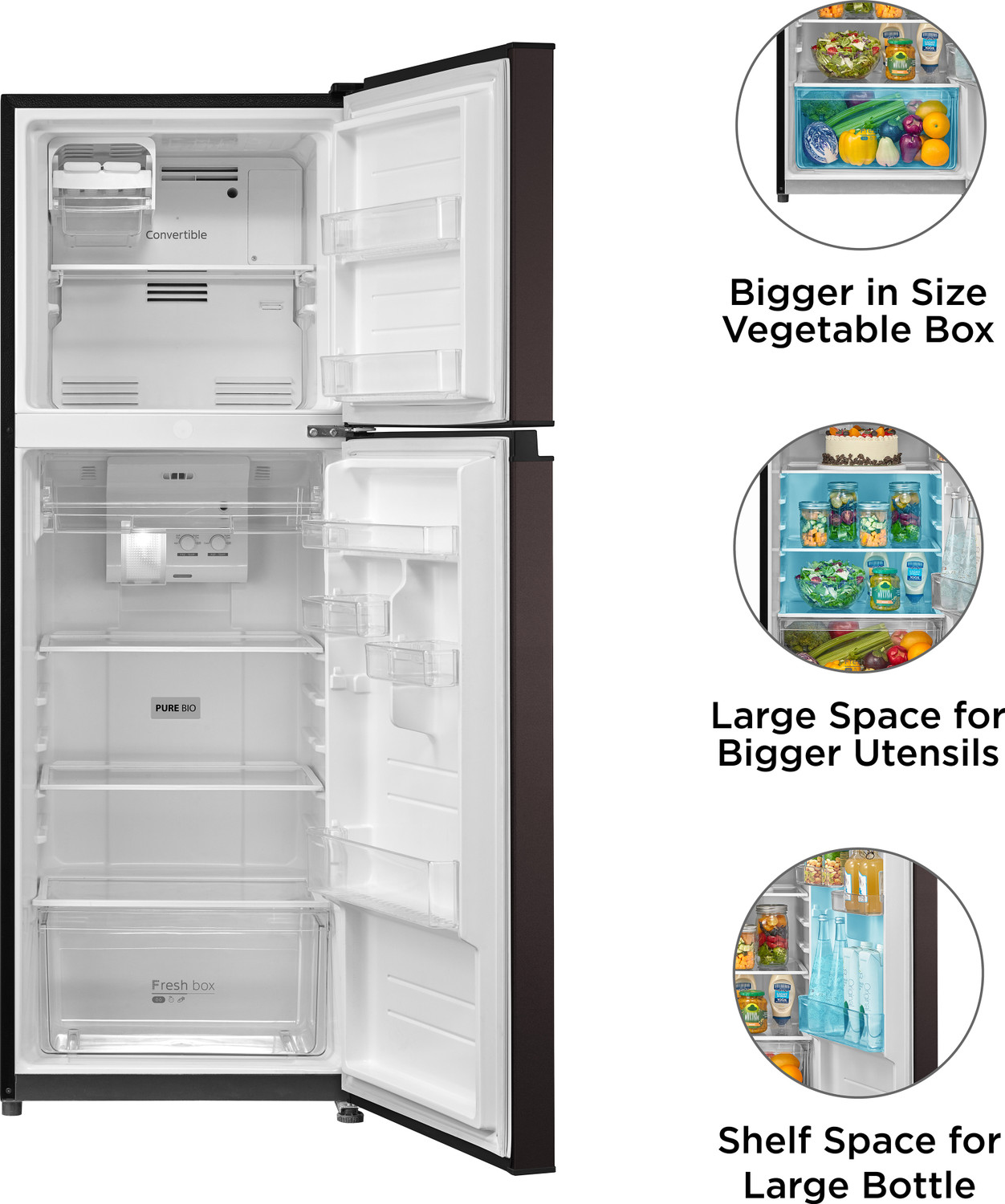 Image of Midea 233 L Frost Free Double Door Top Mount 3 Star Convertible Refrigerator