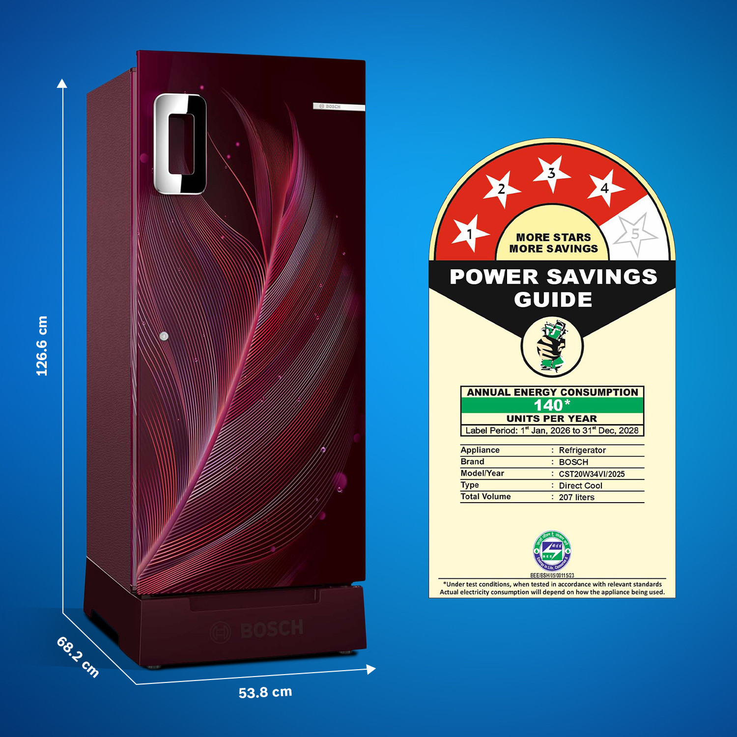 Image of BOSCH 207 L Direct Cool Single Door 4 Star Refrigerator