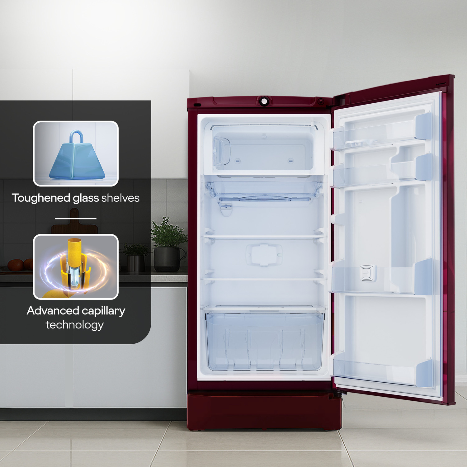Image of Godrej 185 L Direct Cool Single Door 5 Star Refrigerator with Turbo Cooling Technology With Toughened Glass Shelves