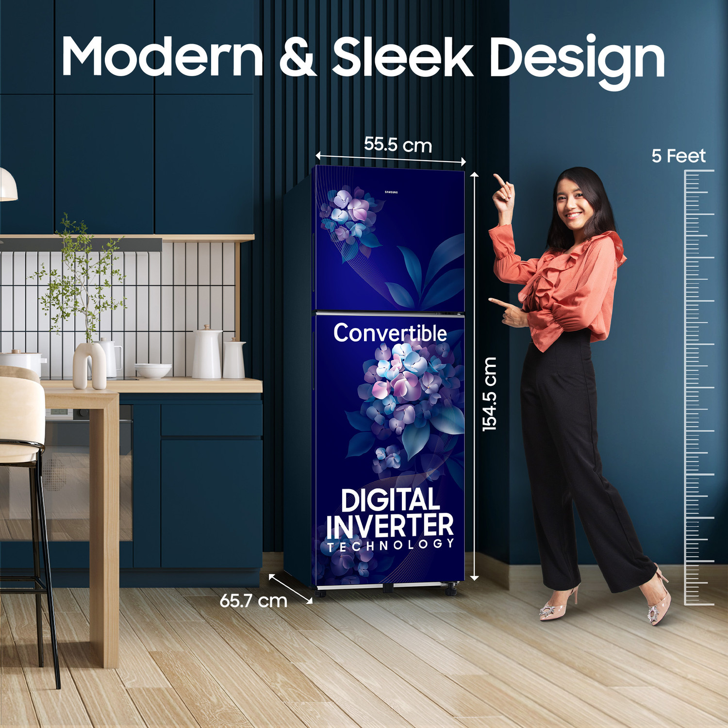 Image of Samsung 236 L Frost Free Double Door 2 Star Refrigerator with Convertible, Digital Inverter, 2026 Model