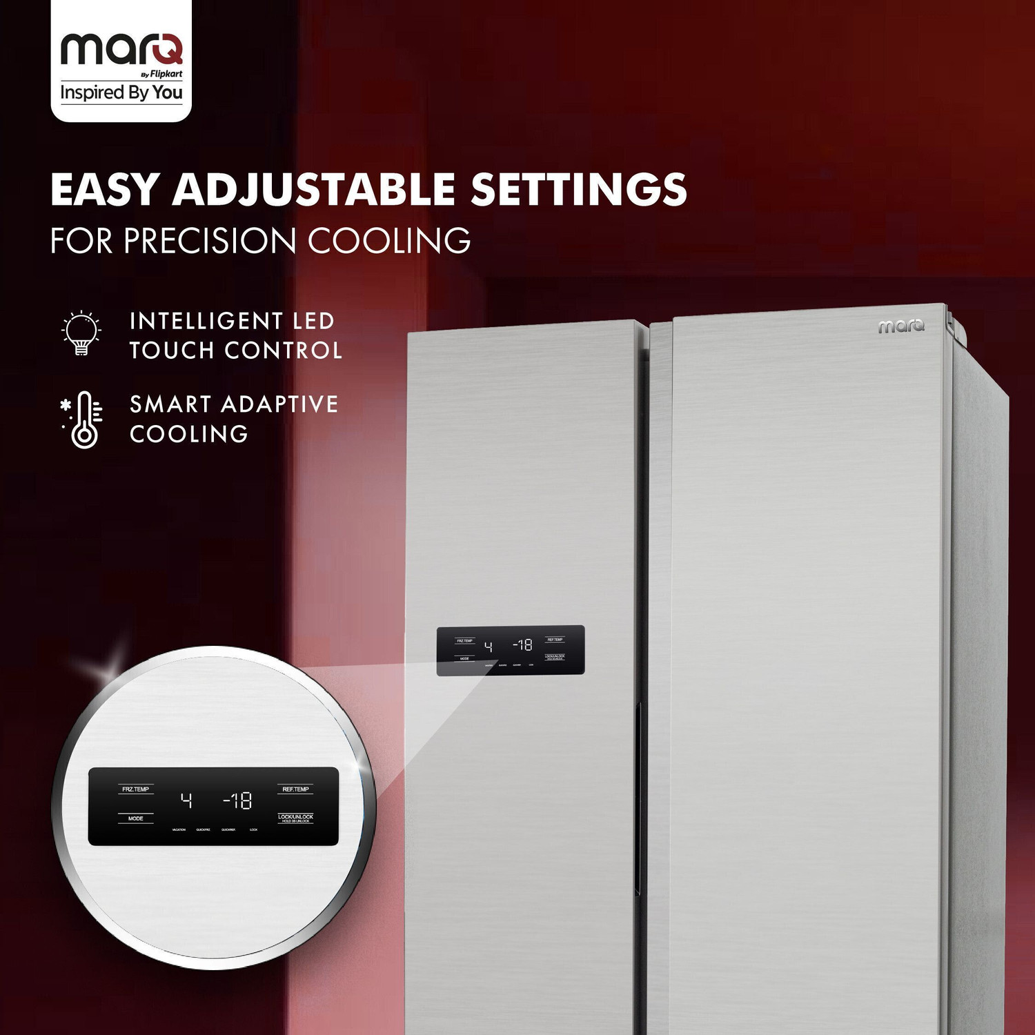 Image of MarQ by Flipkart 584 L Frost Free Side by Side Refrigerator with Smart Control Panel, Fresh Lock and Multi Airflow Technology
