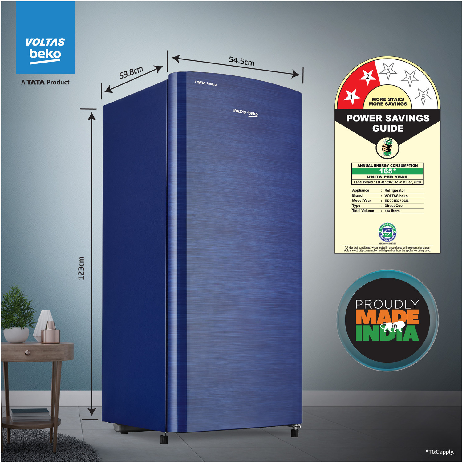 Image of Voltas Beko 183 L Direct Cool Single Door 2 Star Refrigerator