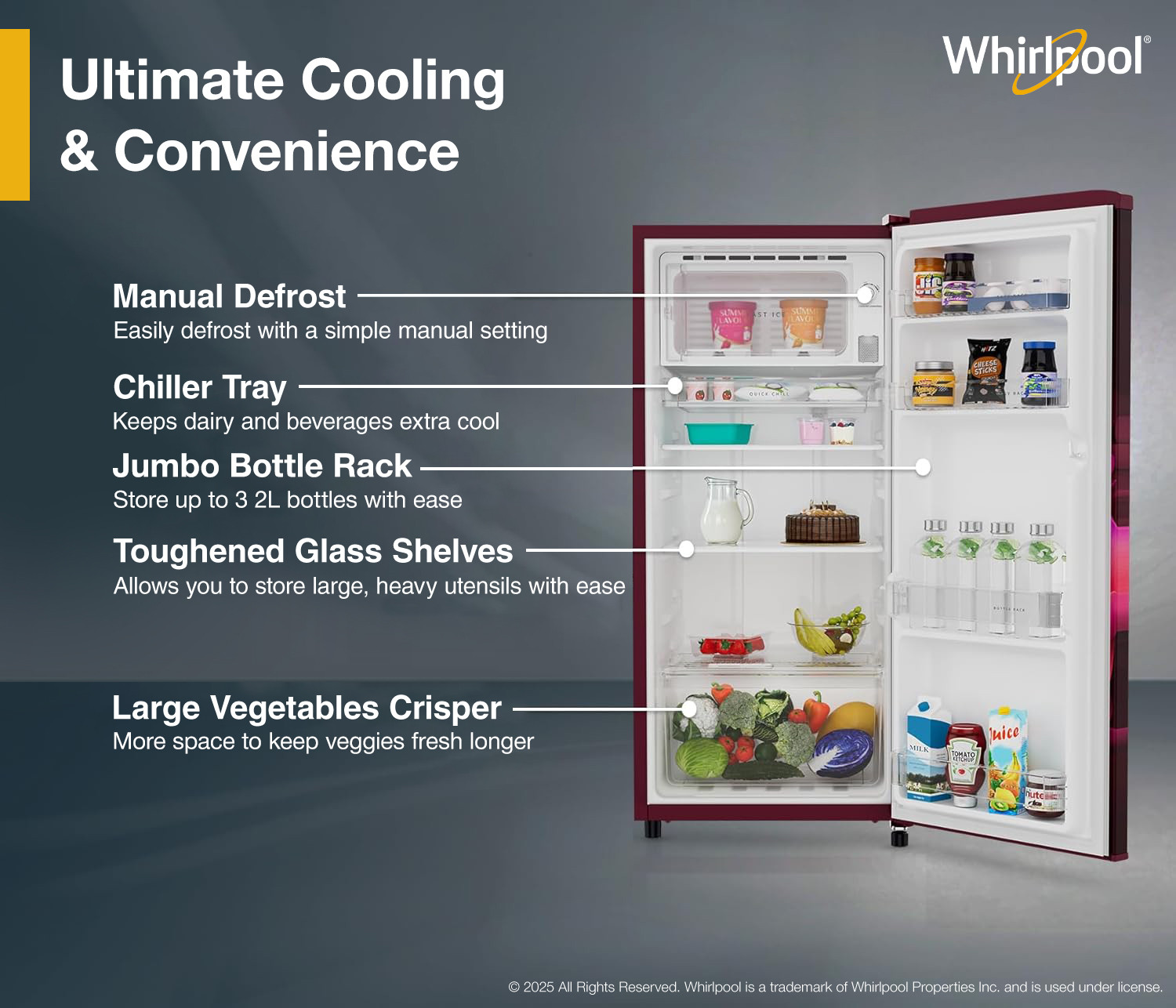 Image of Whirlpool 184 L Direct Cool Single Door 2 Star Refrigerator with 2 star Refrigerator, upto 9 hour cooling retention, fridge
