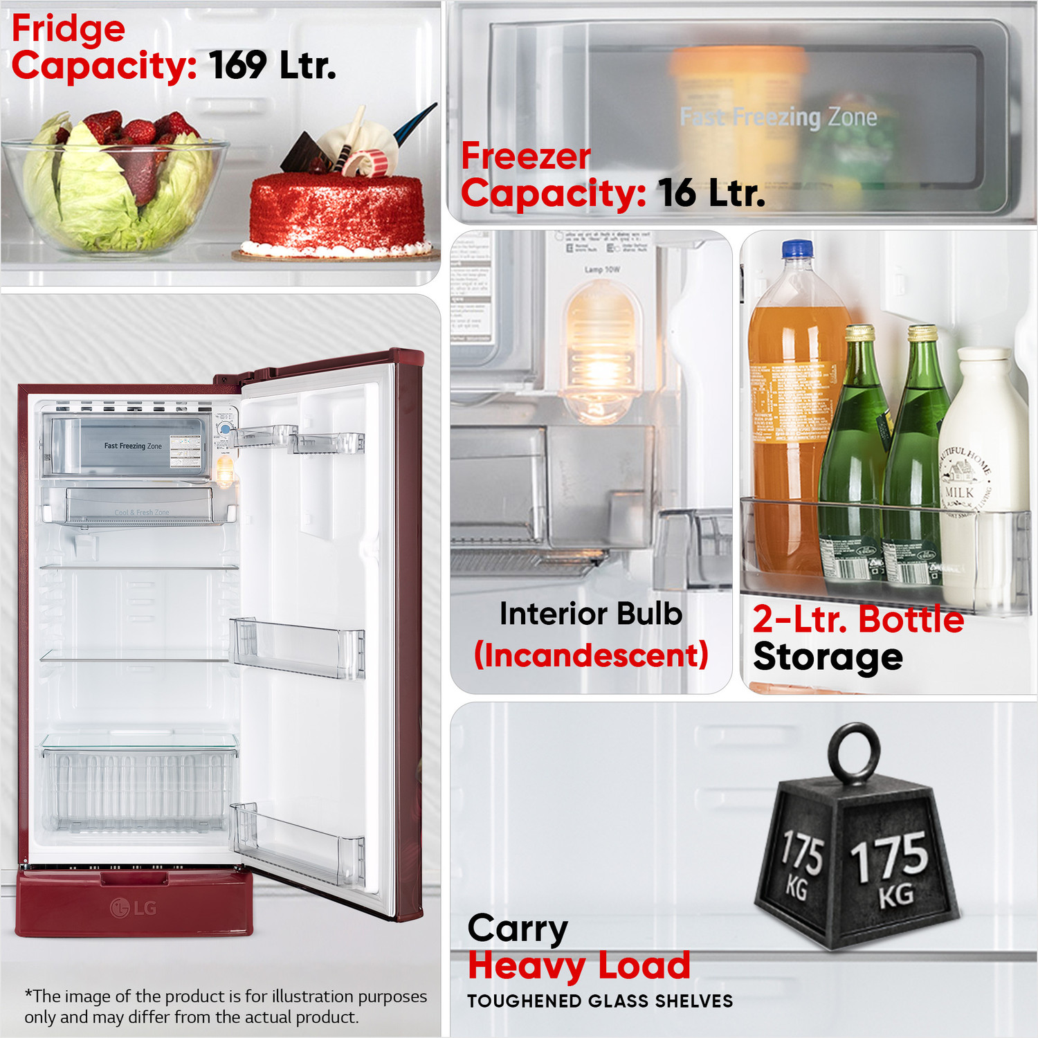 Image of LG 185 L Direct Cool Single Door 2 Star Refrigerator with Base Drawer