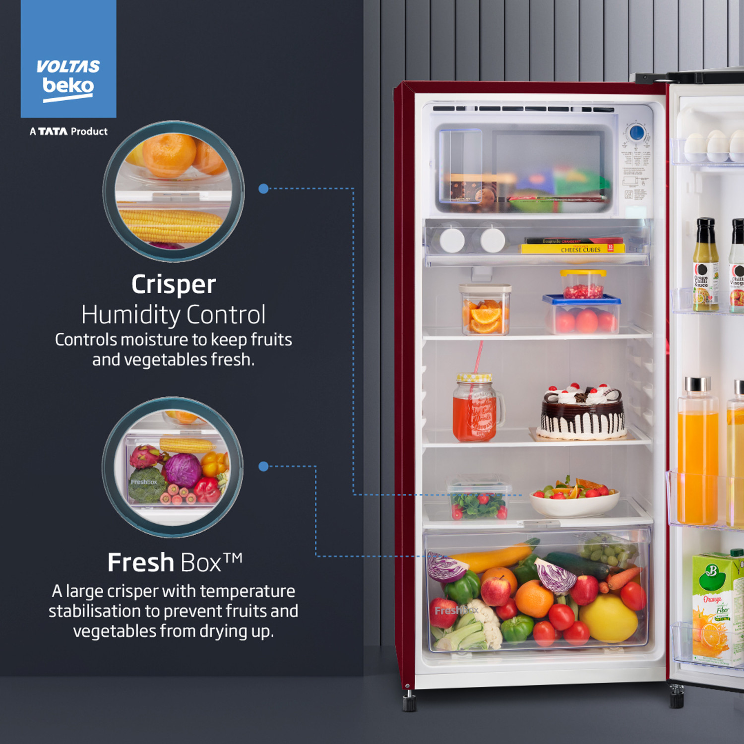 Image of Voltas Beko 183 L Direct Cool Single Door 2 Star Refrigerator