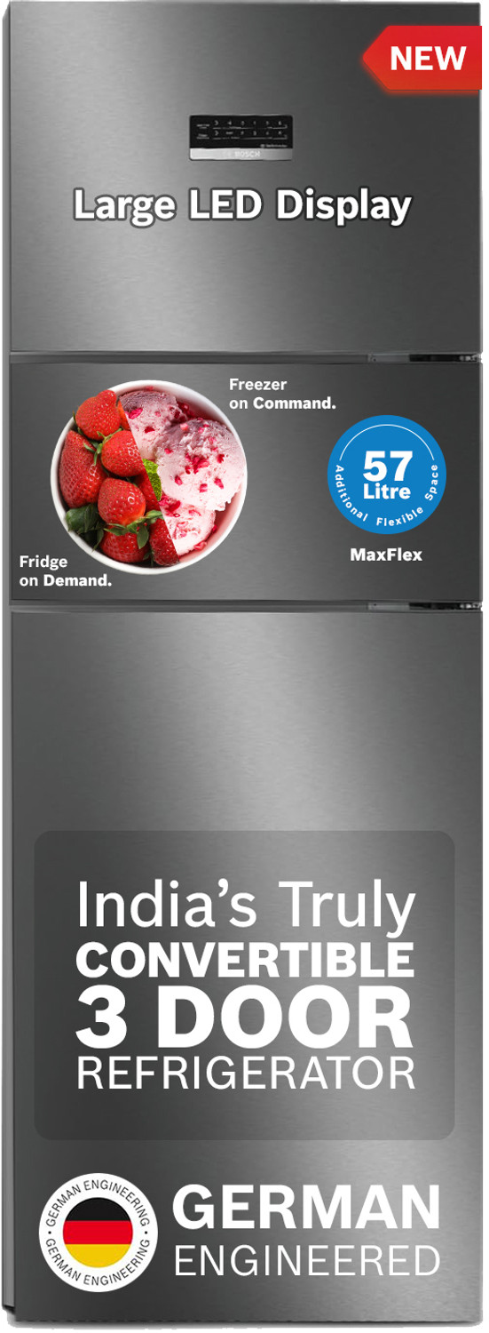 Image of BOSCH 335 L Frost Free Triple Door 3 Star Convertible Refrigerator