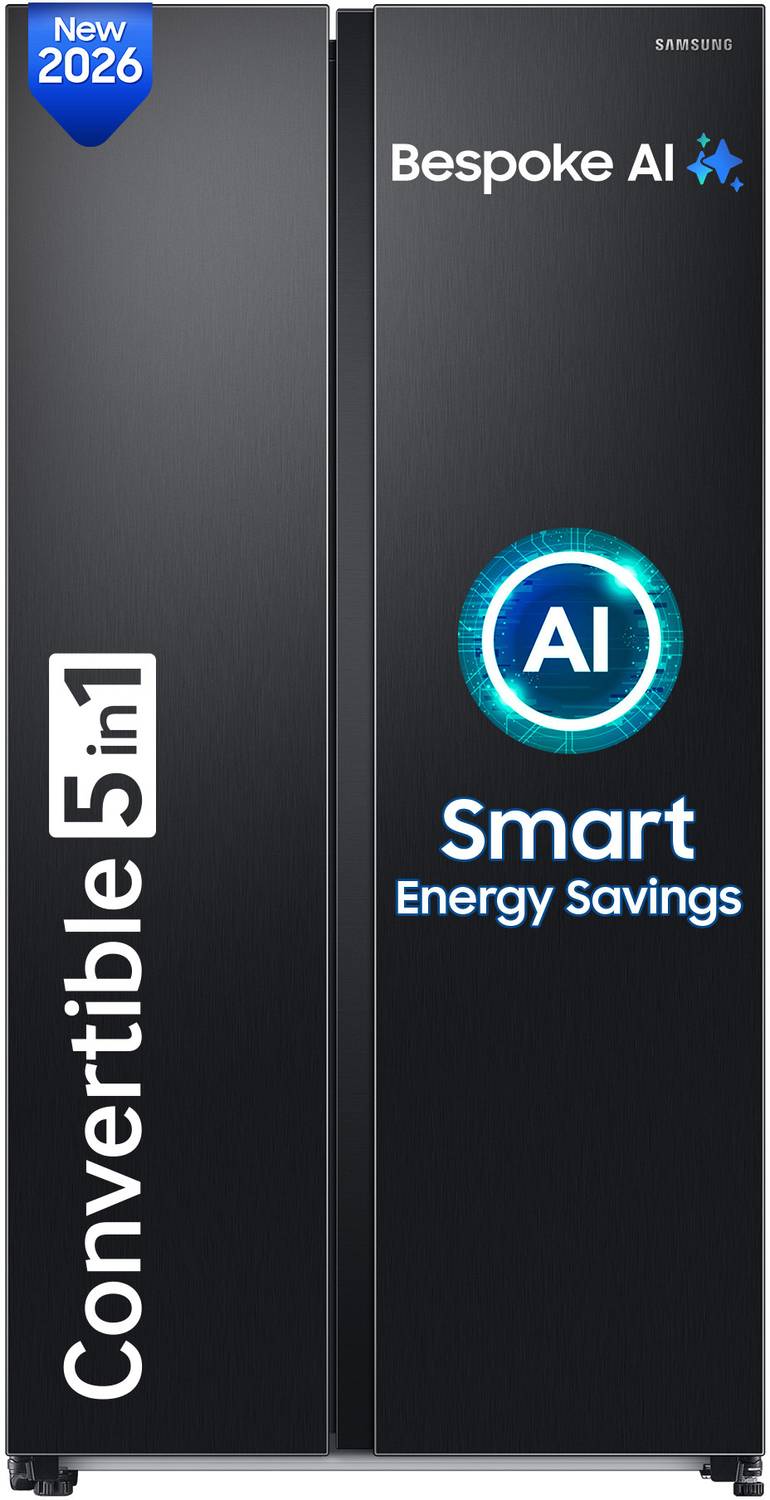 Samsung 653 L Frost Free Side by Side 3 Star Convertible Refrigerator with AI and WiFi, Convertible 5-in-1, Digital Inverter