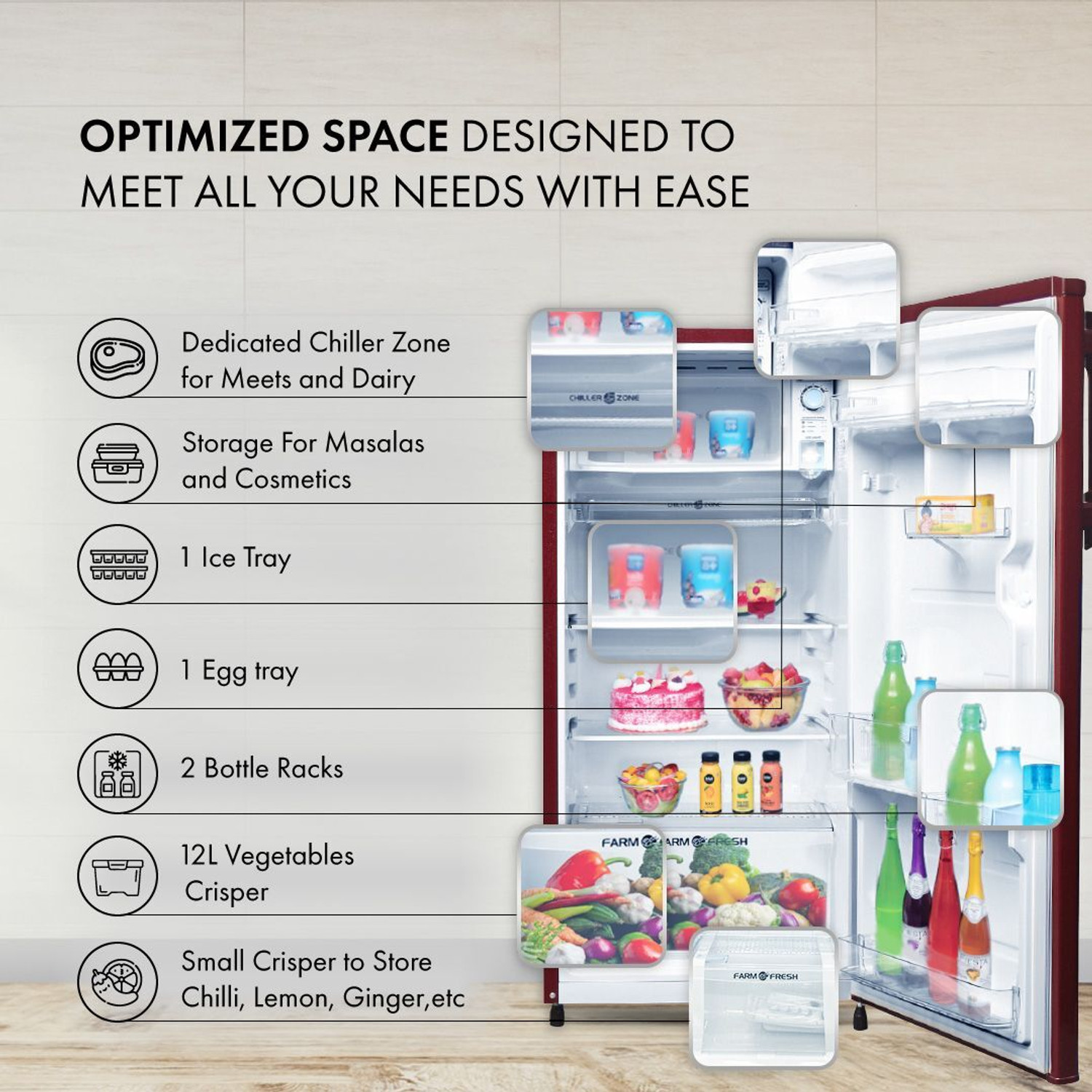 Image of MarQ by Flipkart 183 L Direct Cool Single Door 3 Star Refrigerator with Aroma Lock Technology & Toughened Glass Shelves