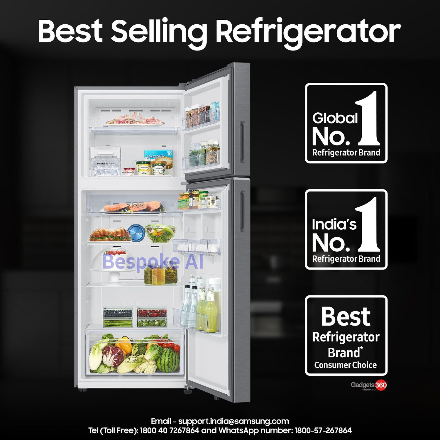 Image of Samsung 419 L Frost Free Double Door 2 Star Convertible Refrigerator with 5-in-1, Digital Inverter, WiFi Enabled Bespoke AI