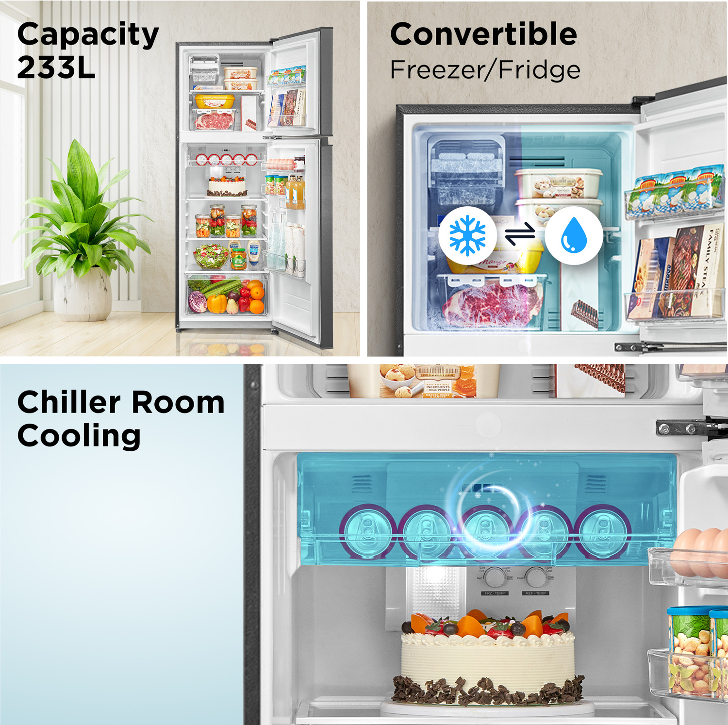 Image of Midea 233 L Frost Free Double Door Top Mount 2 Star Convertible Refrigerator