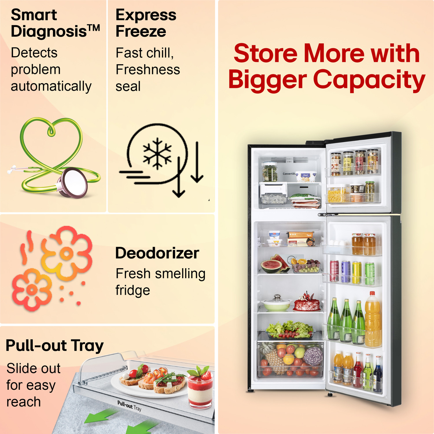 Image of LG 272 L Frost Free Double Door 2 Star Convertible Refrigerator with Smart Inverter Compressor and Multi Air Flow