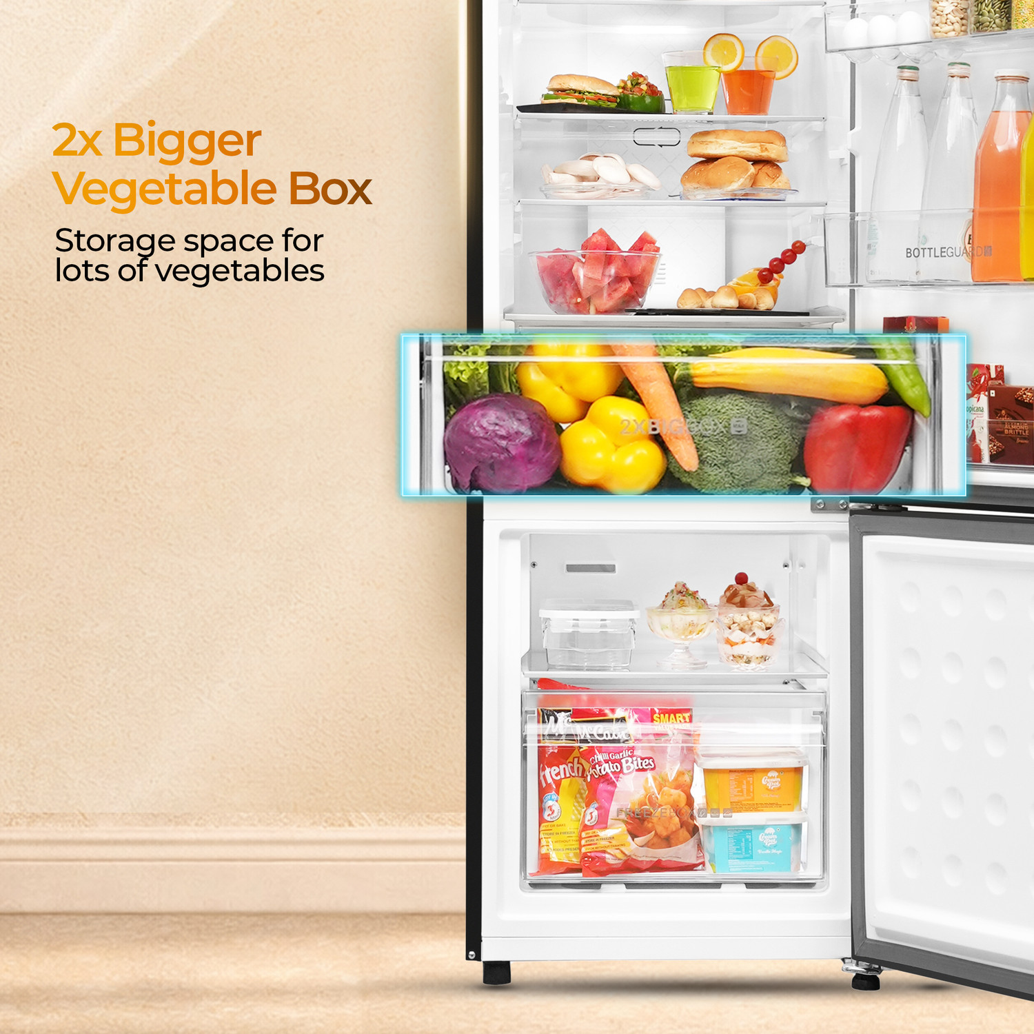 Image of Haier 237 L Frost Free Double Door 2 Star Refrigerator with Twin Inverter ,Bottom Mount,Freezer , ( 2026 Model)