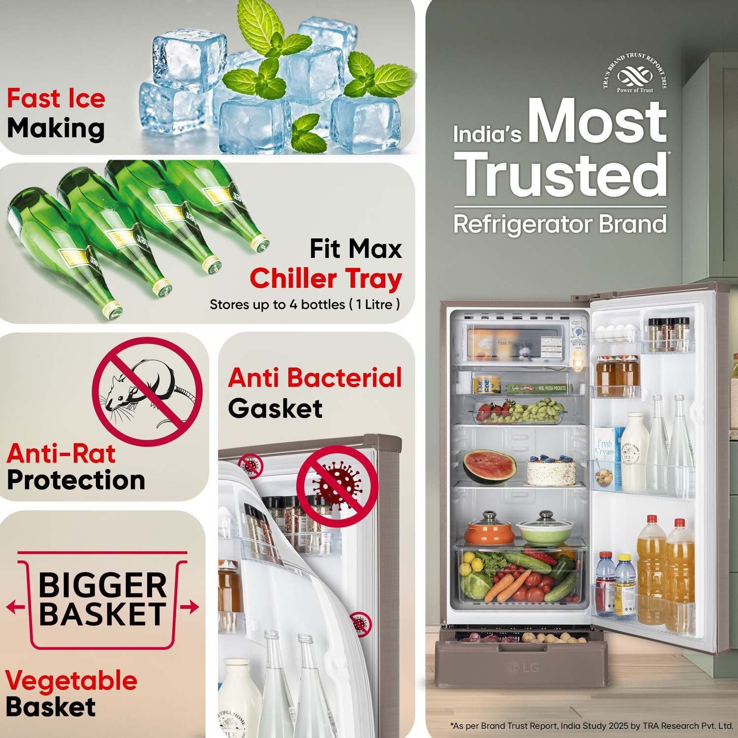 Image of LG 185 L Direct Cool Single Door 2 Star Refrigerator with Base Drawer
