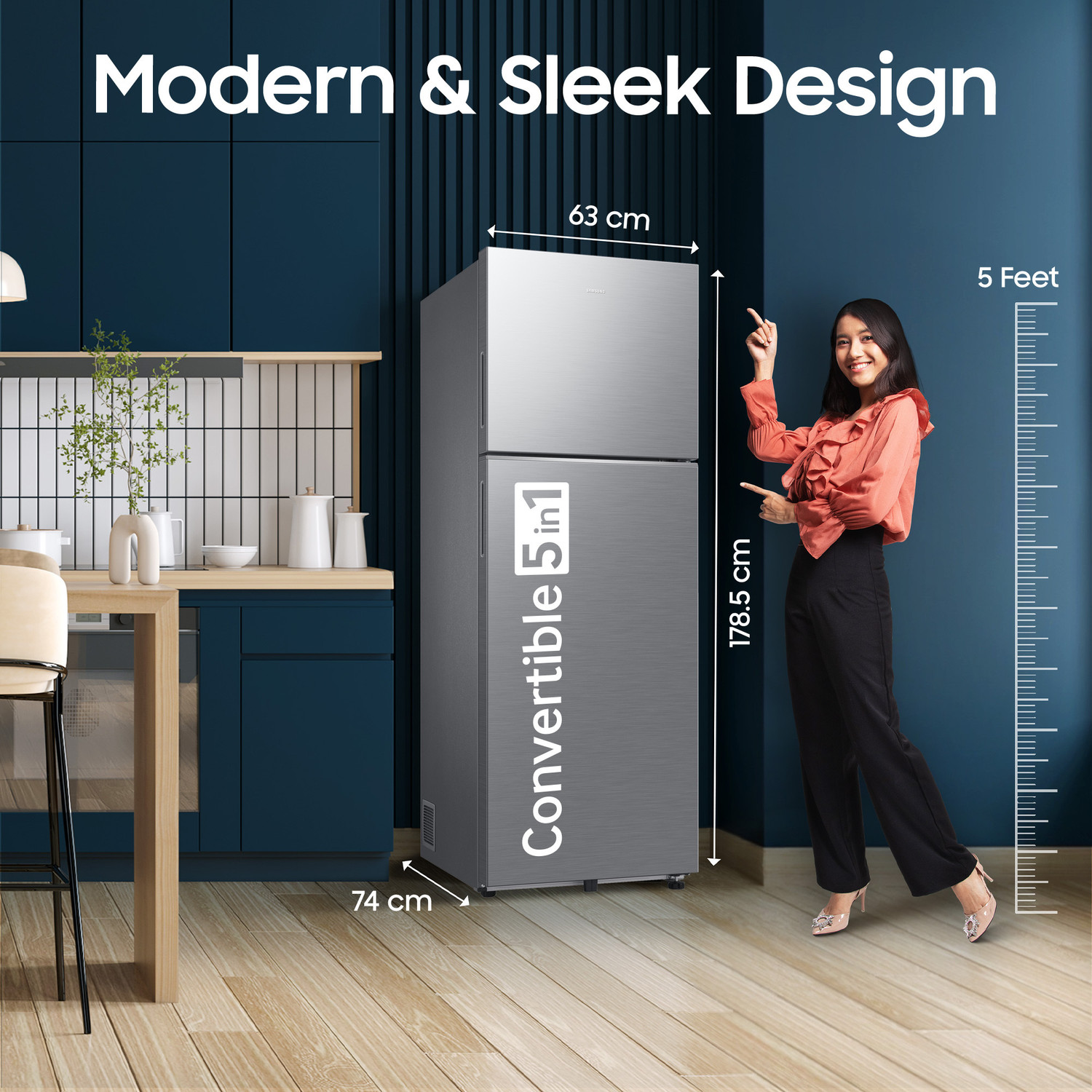 Image of Samsung 350 L Frost Free Double Door 2 Star Refrigerator with Convertible 5-in-1, Digital Inverter, 2026 Model