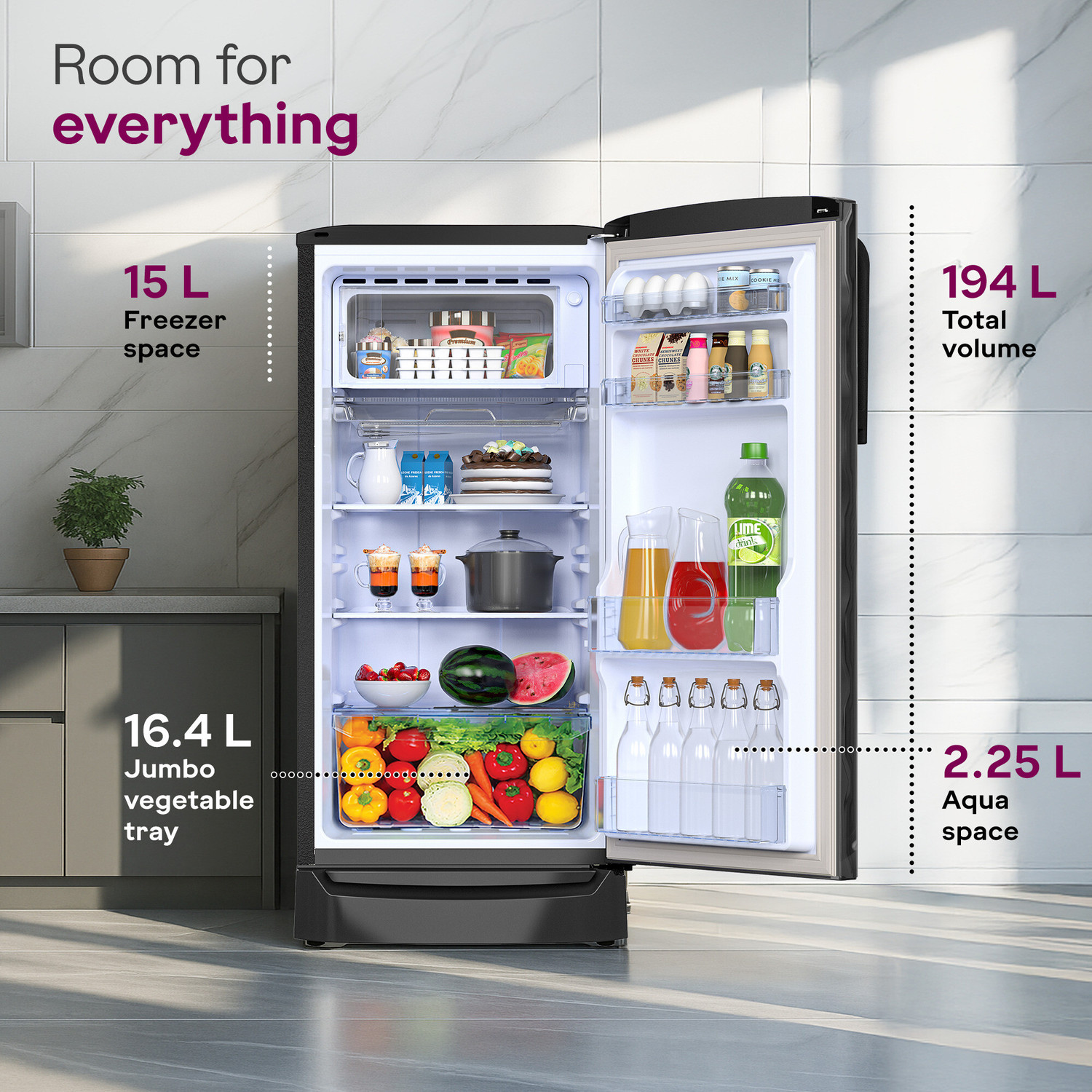 Image of Godrej 194 L Direct Cool Single Door 5 Star Refrigerator with Base Drawer with Turbo Cooling Technology With Energy Efficient Inverter Compressor