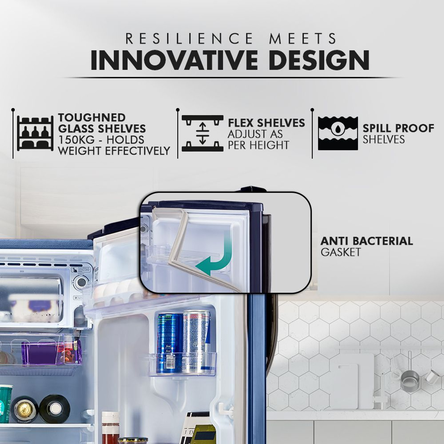 Image of MarQ by Flipkart 183 L Direct Cool Single Door 3 Star Refrigerator with Aroma Lock Technology & Toughened Glass Shelves