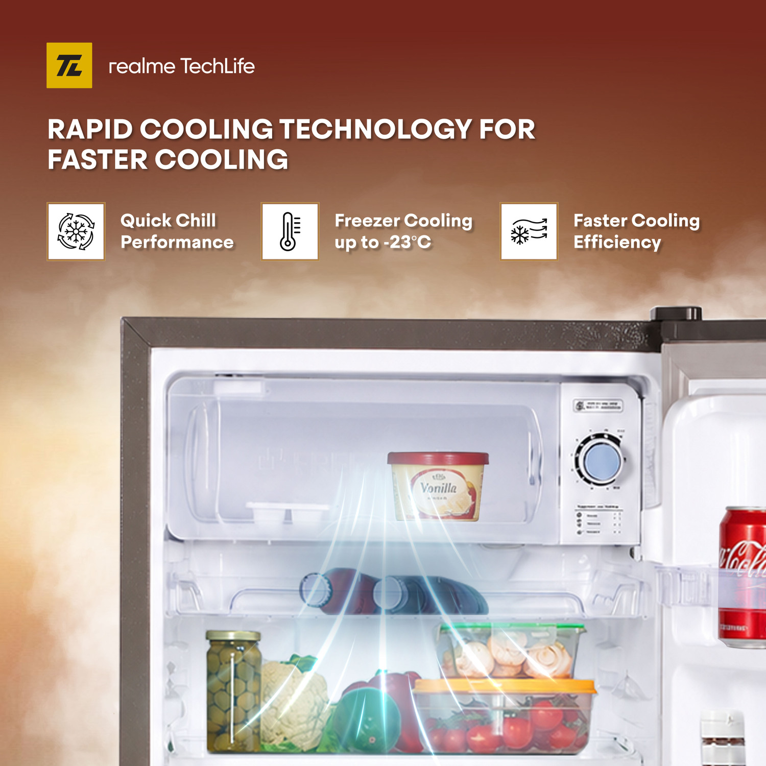 Image of realme TechLife 100 L Direct Cool Single Door 1 Star Refrigerator