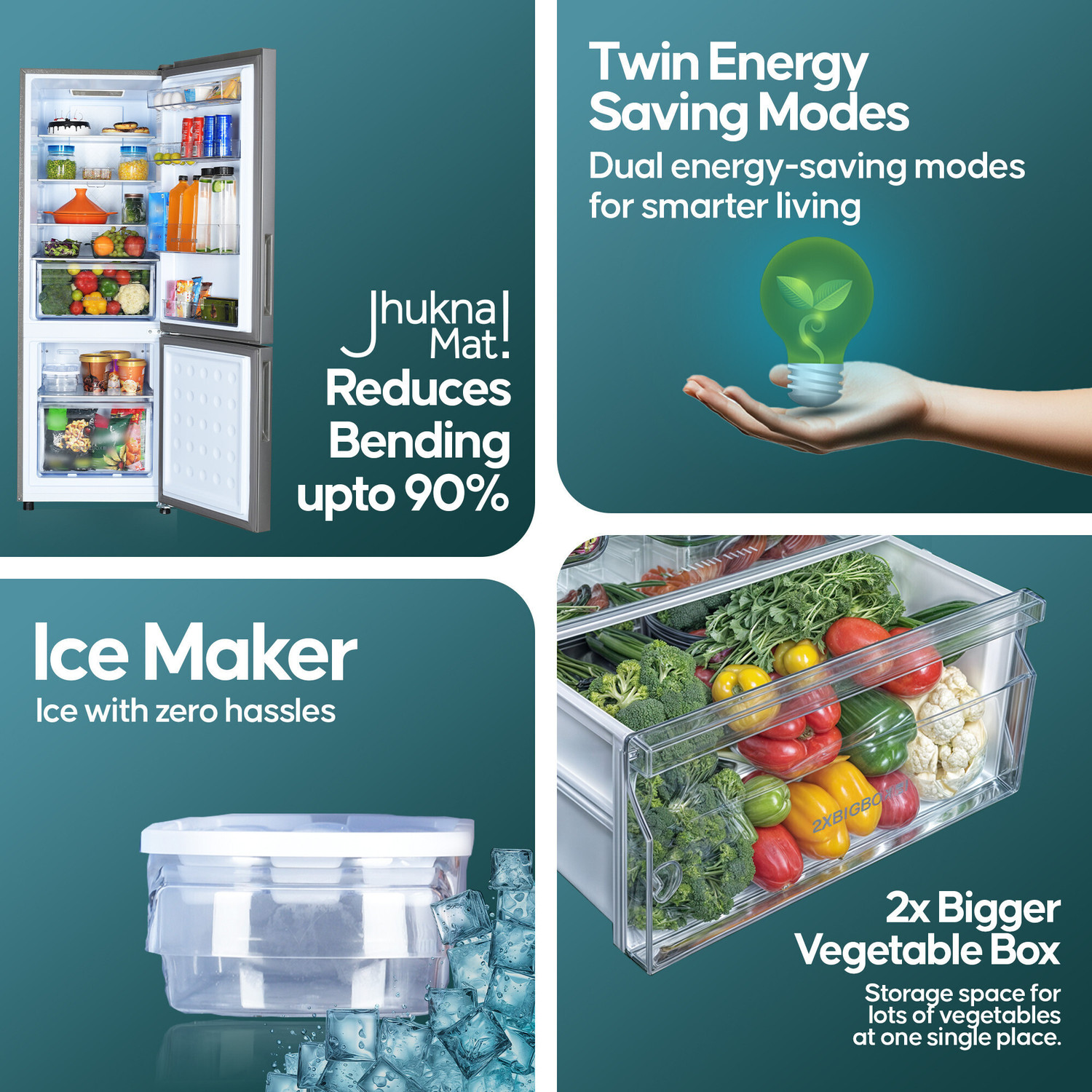 Image of Haier 237 L Frost Free Double Door 3 Star Convertible Refrigerator with Convertible 8-in-1Turbo Icing
