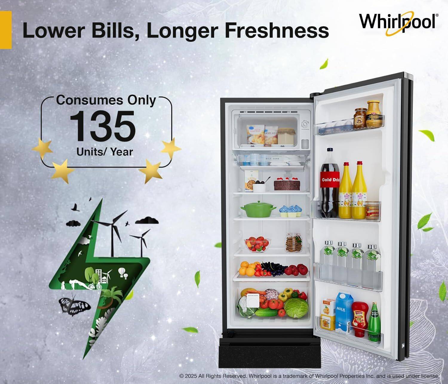 Whirlpool 192 L Direct Cool Single Door 3 Star Refrigerator - Image 3
