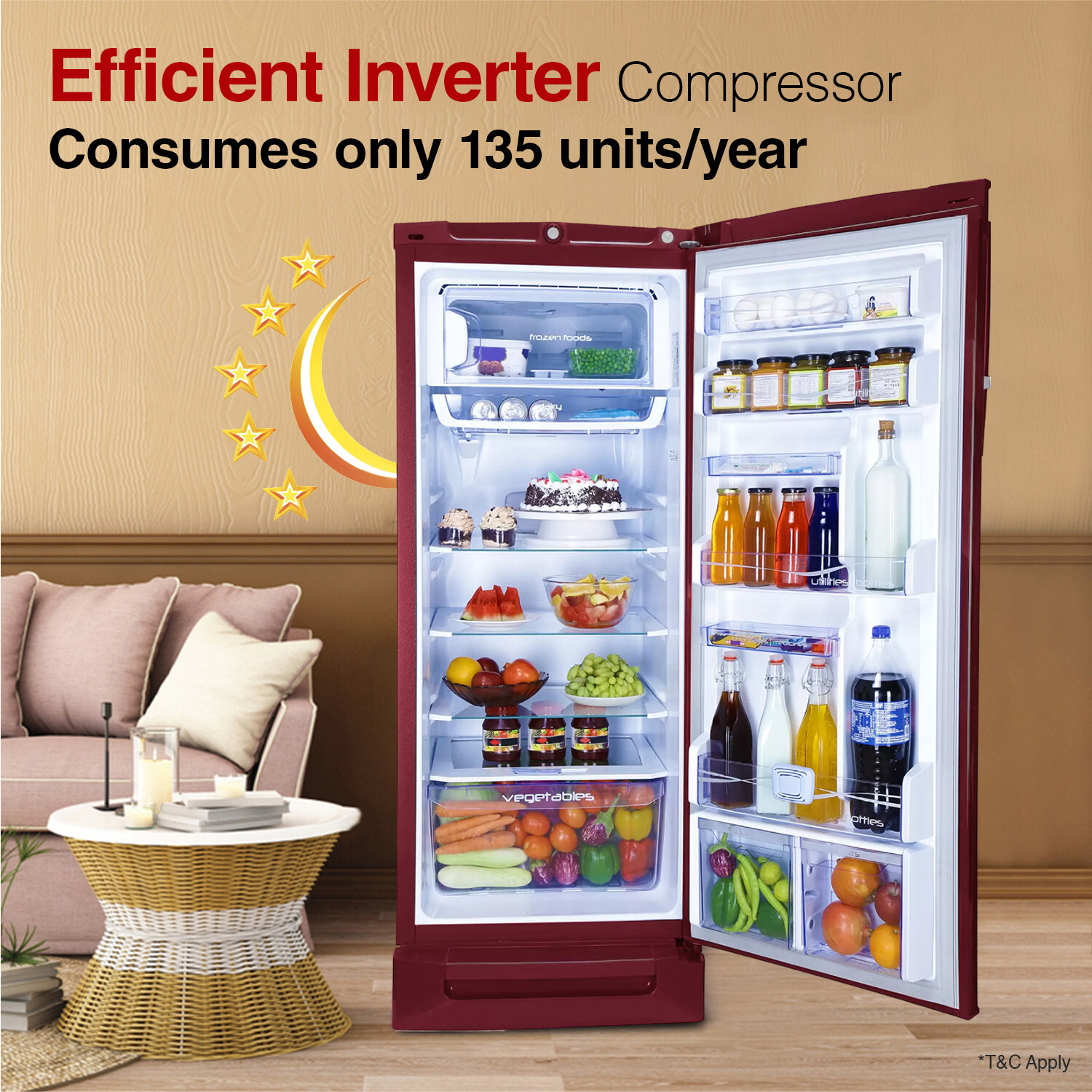 Image of Godrej 234 L Direct Cool Single Door 5 Star Refrigerator with Base Drawer with Energy Efficient Inverter Compressor