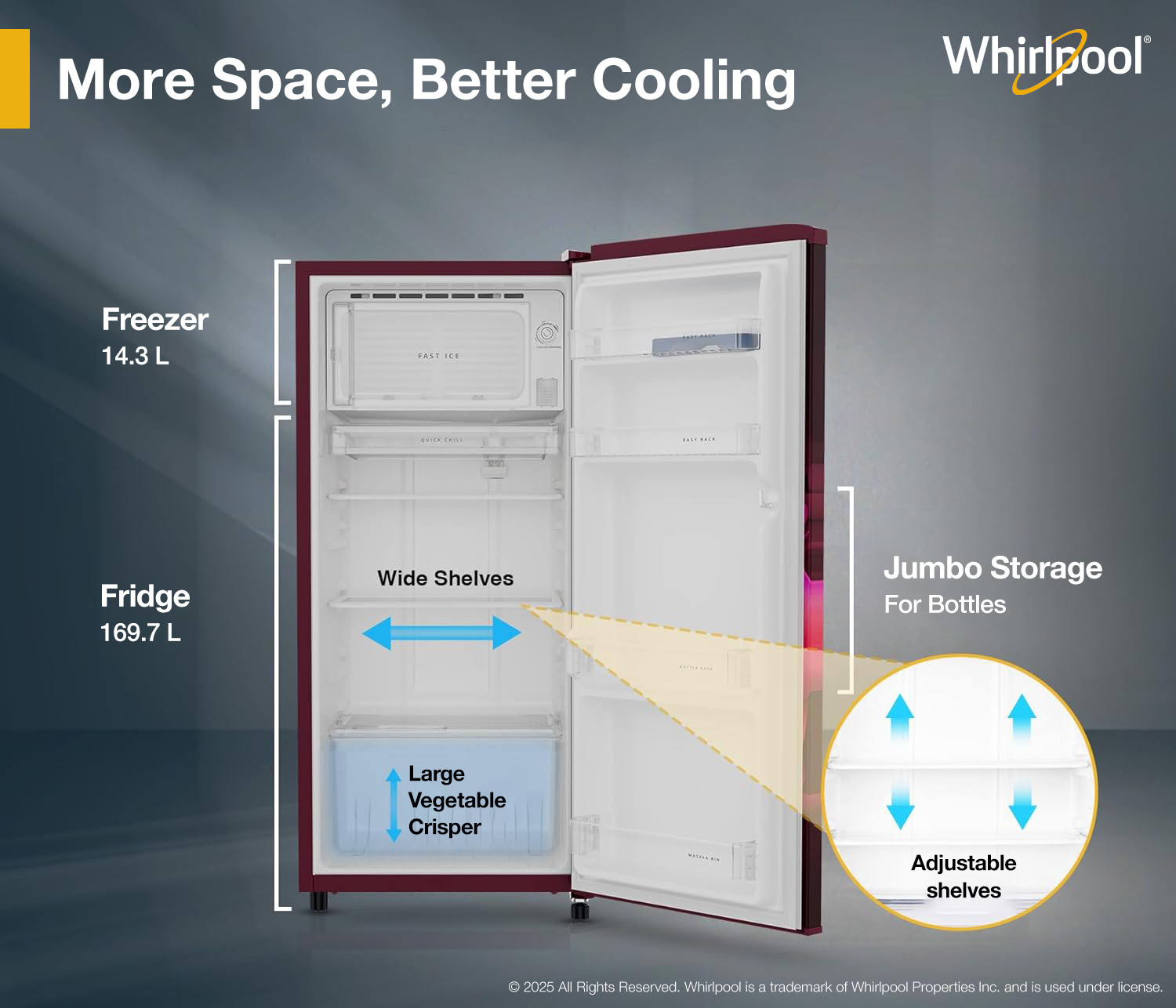 Image of Whirlpool 184 L Direct Cool Single Door 2 Star Refrigerator