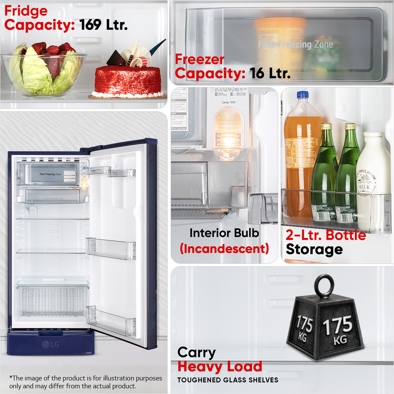 Image of LG 185 L Direct Cool Single Door 2 Star Refrigerator with Base Drawer