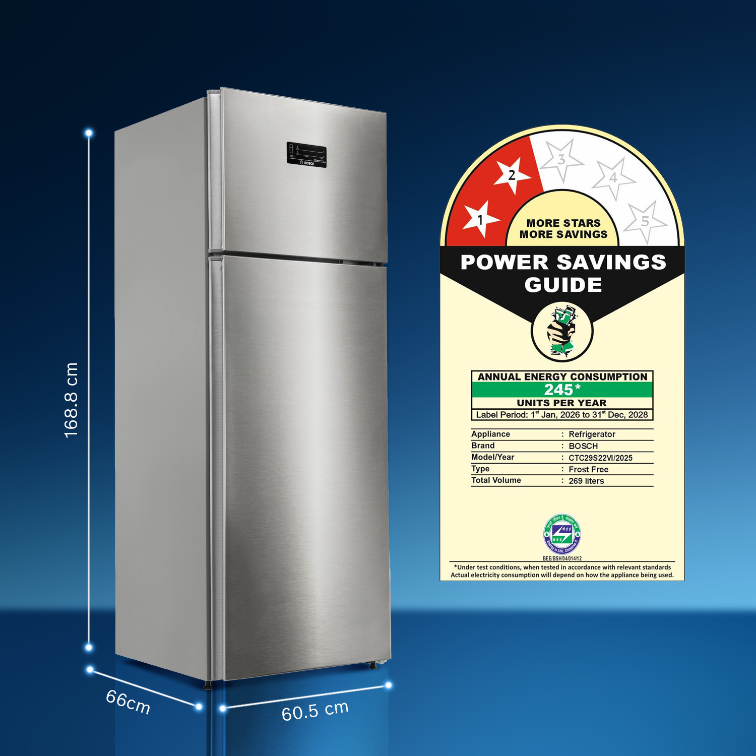 Image of BOSCH 368 L Frost Free Double Door 2 Star Refrigerator