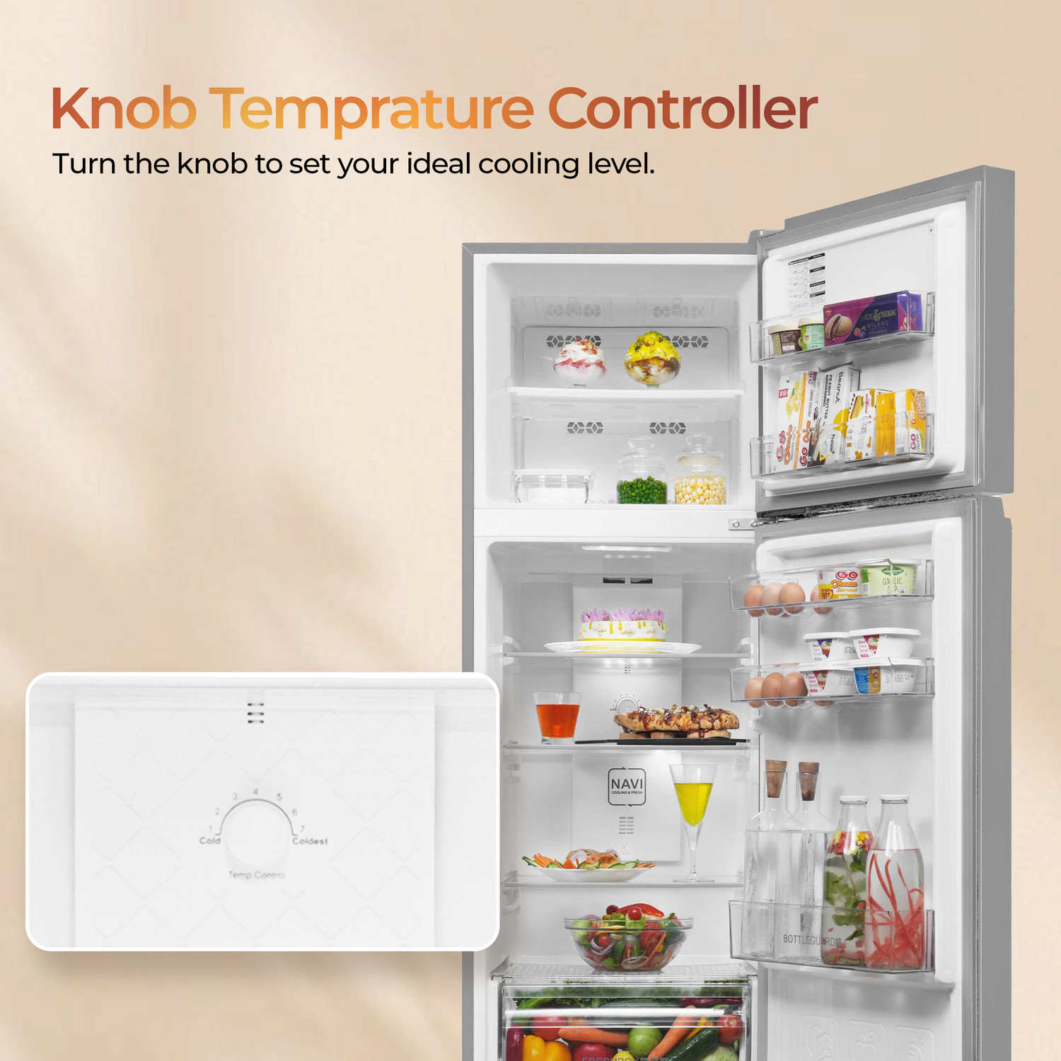 Image of Haier 240 L Frost Free Double Door 1 Star Refrigerator with Cool Pad for Extended Cooling & Spacious Fresh Zone
