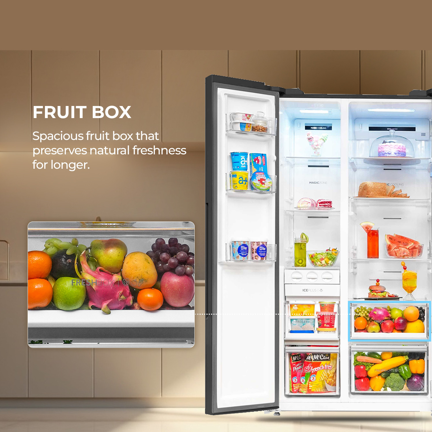 Image of Haier 596 L Frost Free Side by Side 3 Star Refrigerator with Expert Inverter Smart Sense AI enabled 2-Door , 3 Star , (Magic Convertible, In-built Water Dispenser, 2026 Model)
