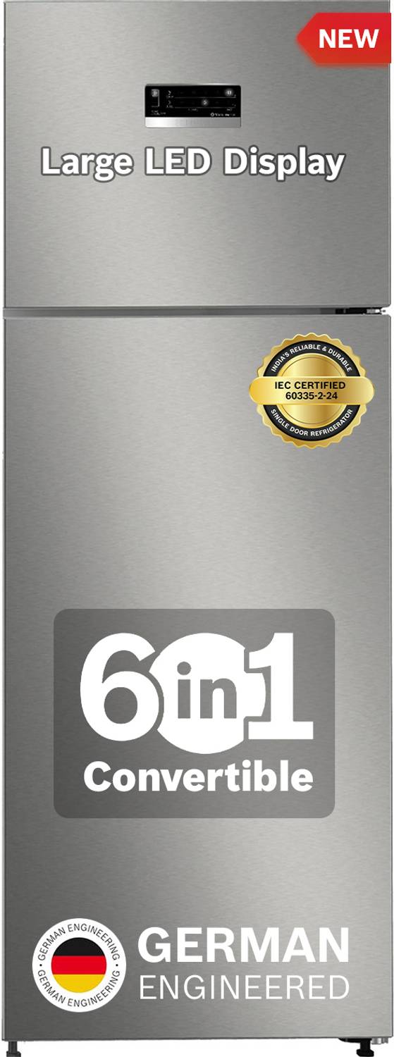 BOSCH 334 L Frost Free Double Door 2 Star Convertible Refrigerator  with Large LED Display, Inverter , VitaFresh Technology for 10 Day Freshness, Integrated Handle