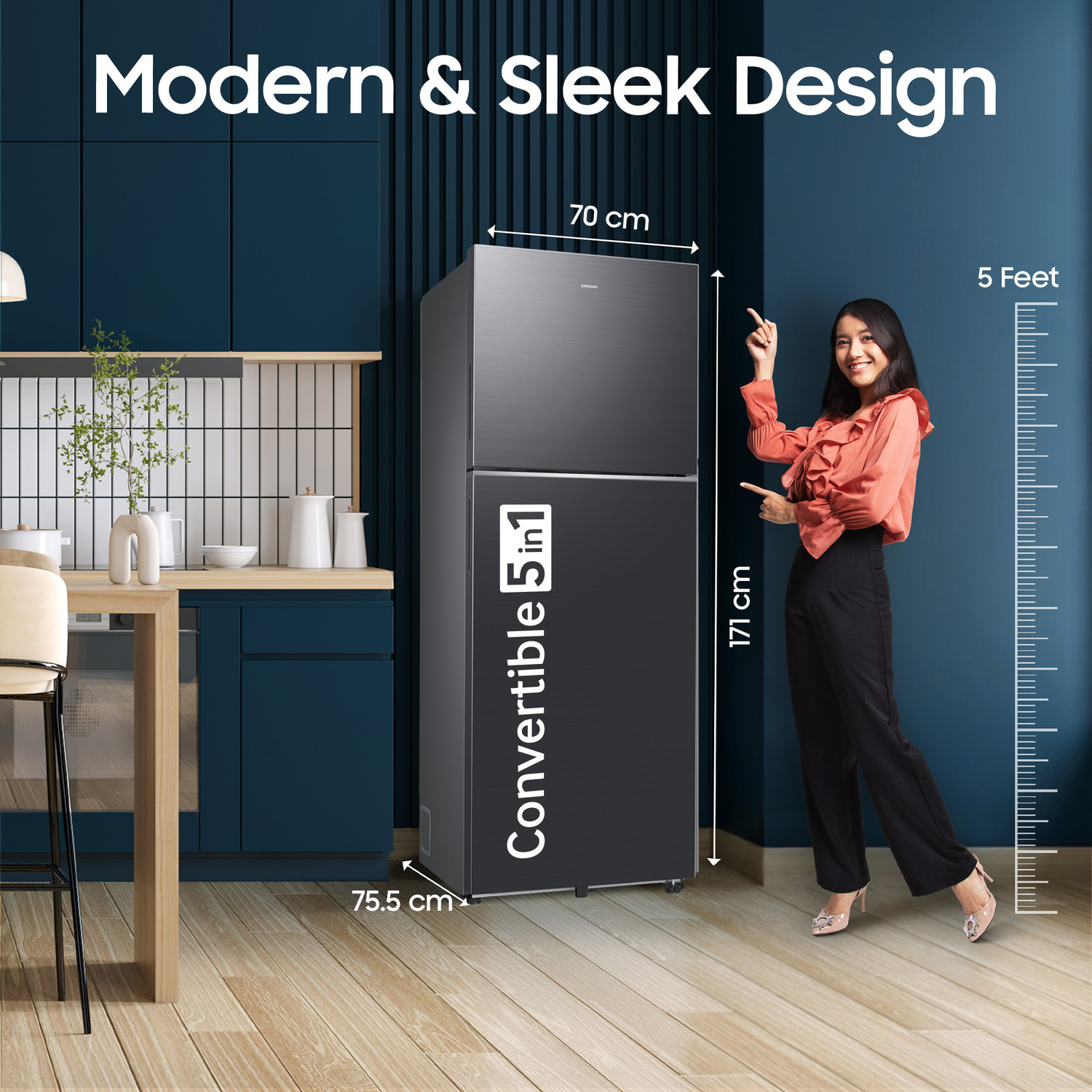 Image of Samsung 396 L Frost Free Double Door 2 Star Refrigerator with Convertible 5-in-1, Digital Inverter, 2026 Model