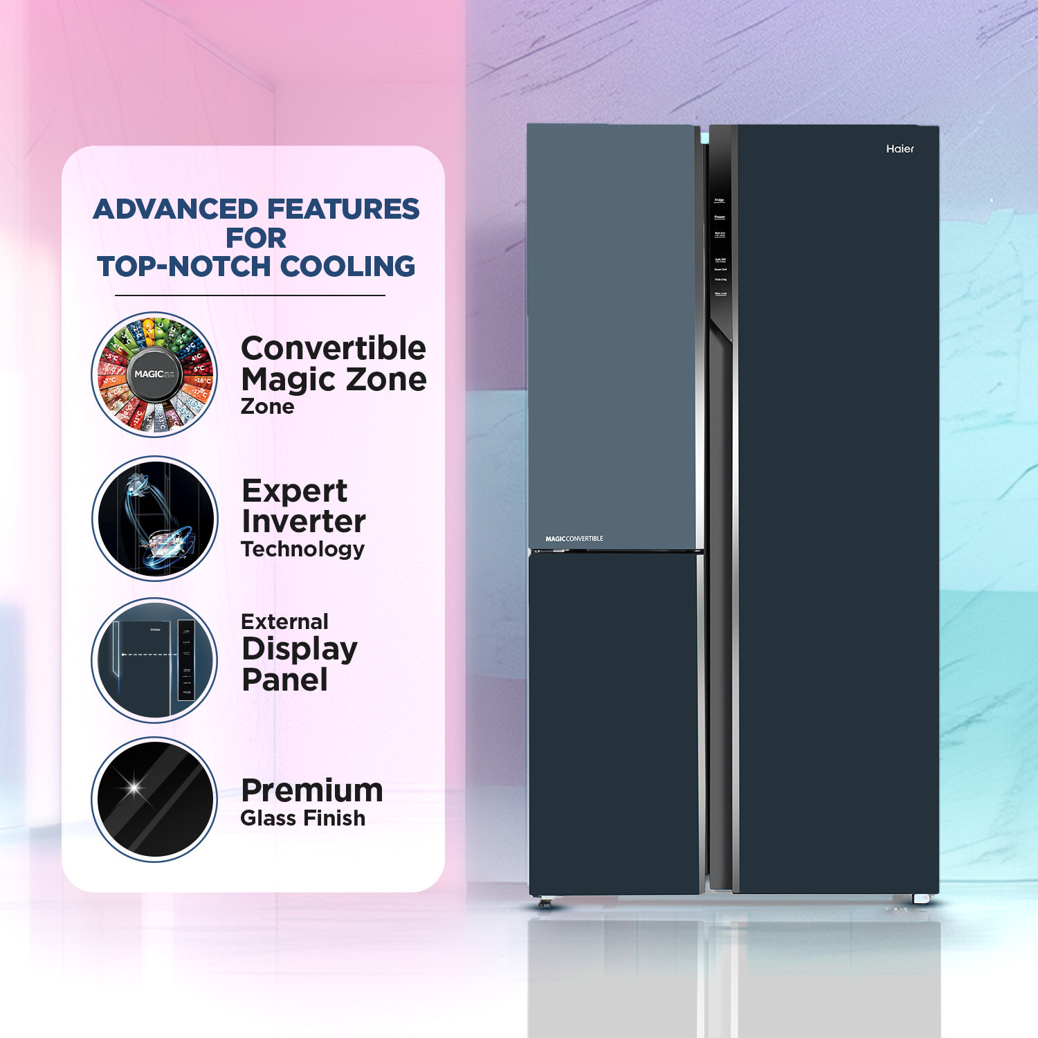 Image of Haier 598 L Frost Free Triple Door Convertible Refrigerator with 83% Convertible Fridge SpaceDigital Control Panel360 Degree CoolingMagic Convertible ZoneExpert Inverter 3-Door
