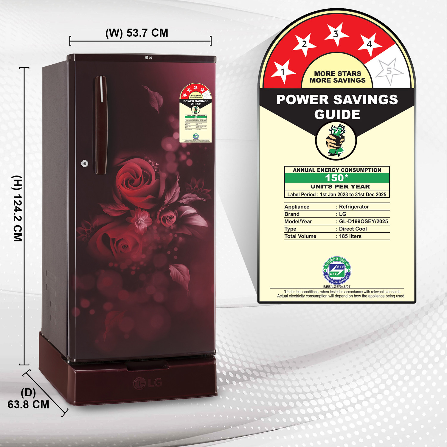 Image of LG 185 L Direct Cool Single Door 4 Star Refrigerator with Base Drawer with Smart Inverter Compressor, Auto Smart Connect, Fast Ice Making