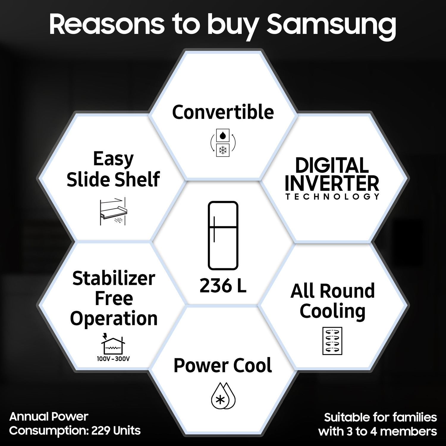 Image of Samsung 236 L Frost Free Double Door 3 Star Convertible Refrigerator with Digital Inverter and Display