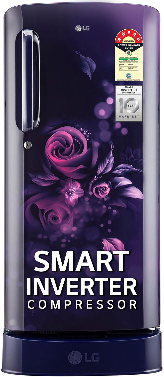 Image of LG 185 L Direct Cool Single Door 5 Star Refrigerator with Base Drawer with Smart Inverter Compressor, Smart Connect, Fast Ice Making