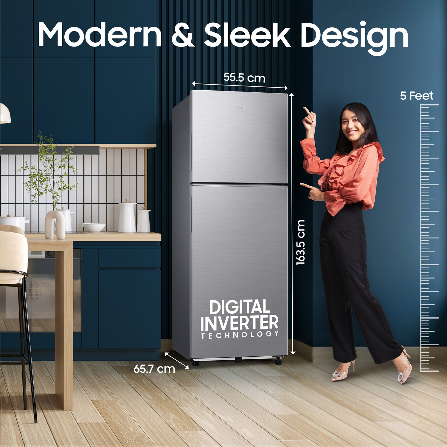 Image of Samsung 256 L Frost Free Double Door 2 Star Refrigerator with Digital Inverter, 2026 Model