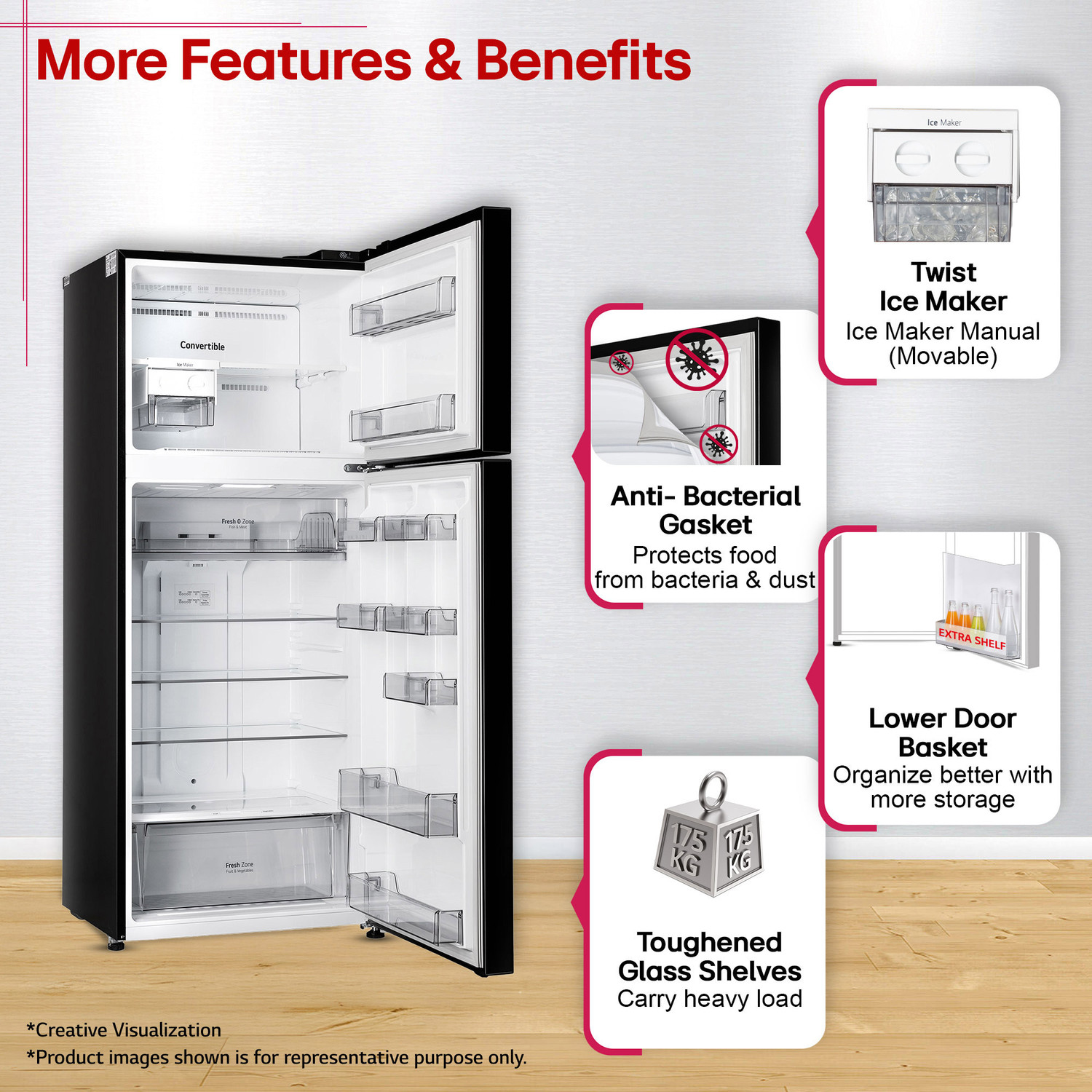 Image of LG 446 L Frost Free Double Door 1 Star Convertible Refrigerator with Door Cooling+, Inverter Compressor, Express Freeze, Convertible, diagnosis, Deodorizer, Works Without Stabilizer, Auto Connect & 2026 Model