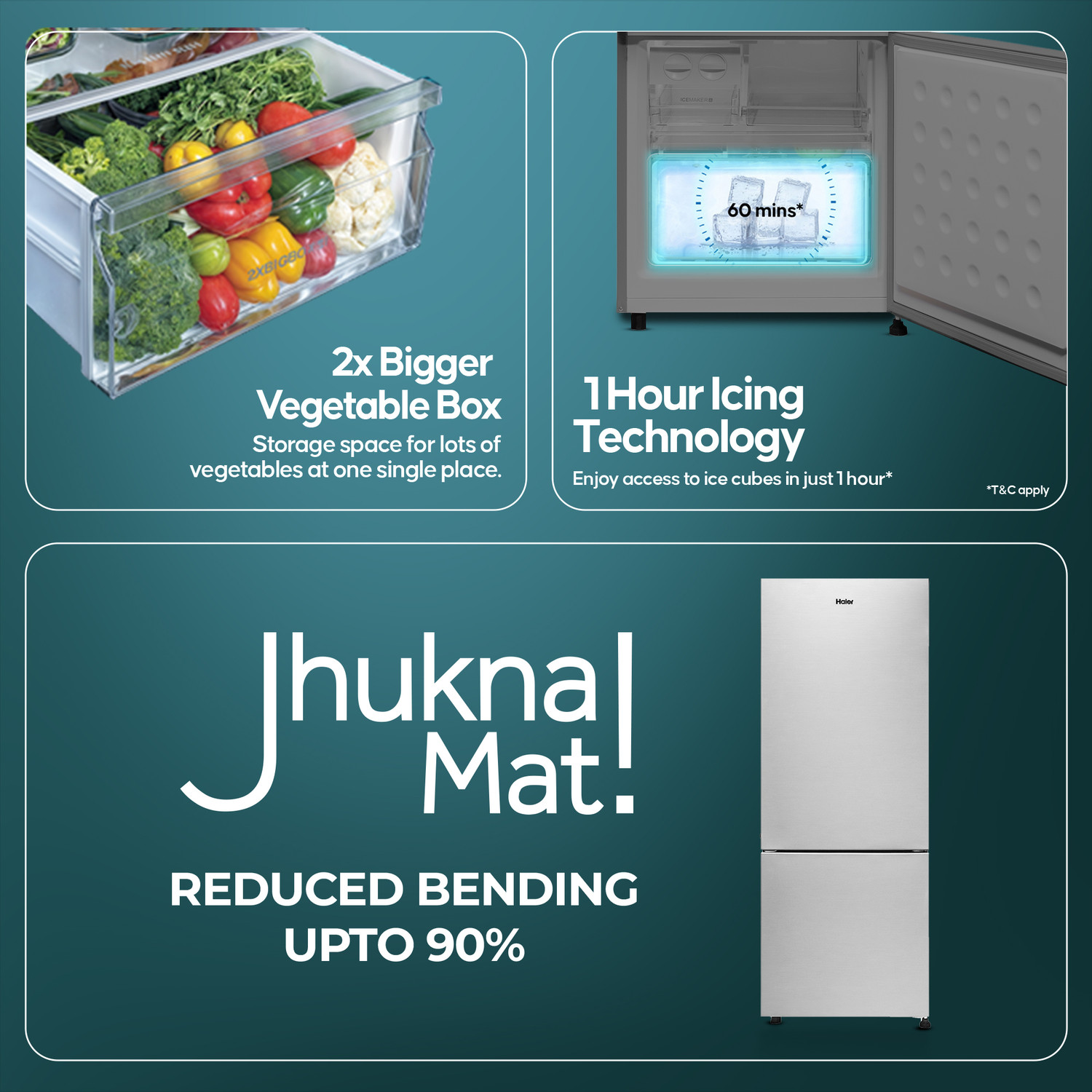 Image of Haier 300 L Frost Free Double Door Bottom Mount 2 Star Refrigerator with 1 hour Icing