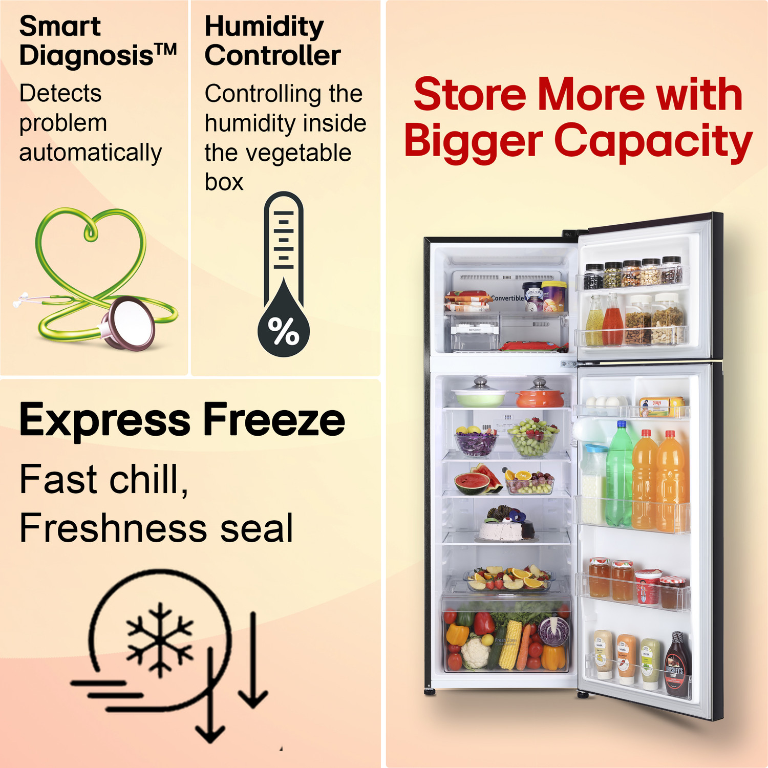 Image of LG 288 L Frost Free Double Door 2 Star Convertible Refrigerator with Smart Inverter Compressor and Express Freeze