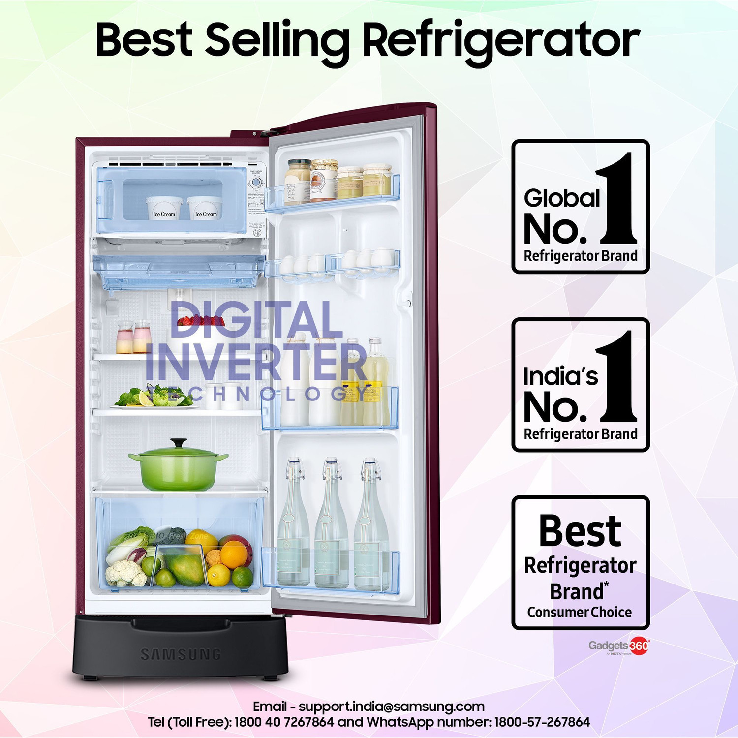 Image of Samsung 183 L Direct Cool Single Door 5 Star Refrigerator with Base Drawer
