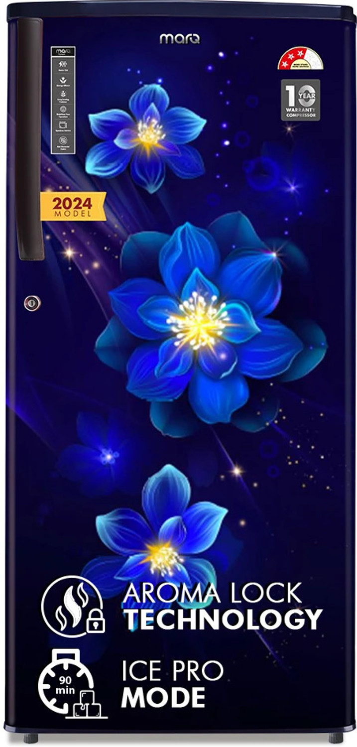 Image of MarQ by Flipkart 183 L Direct Cool Single Door 3 Star Refrigerator with Aroma Lock Technology & Toughened Glass Shelves