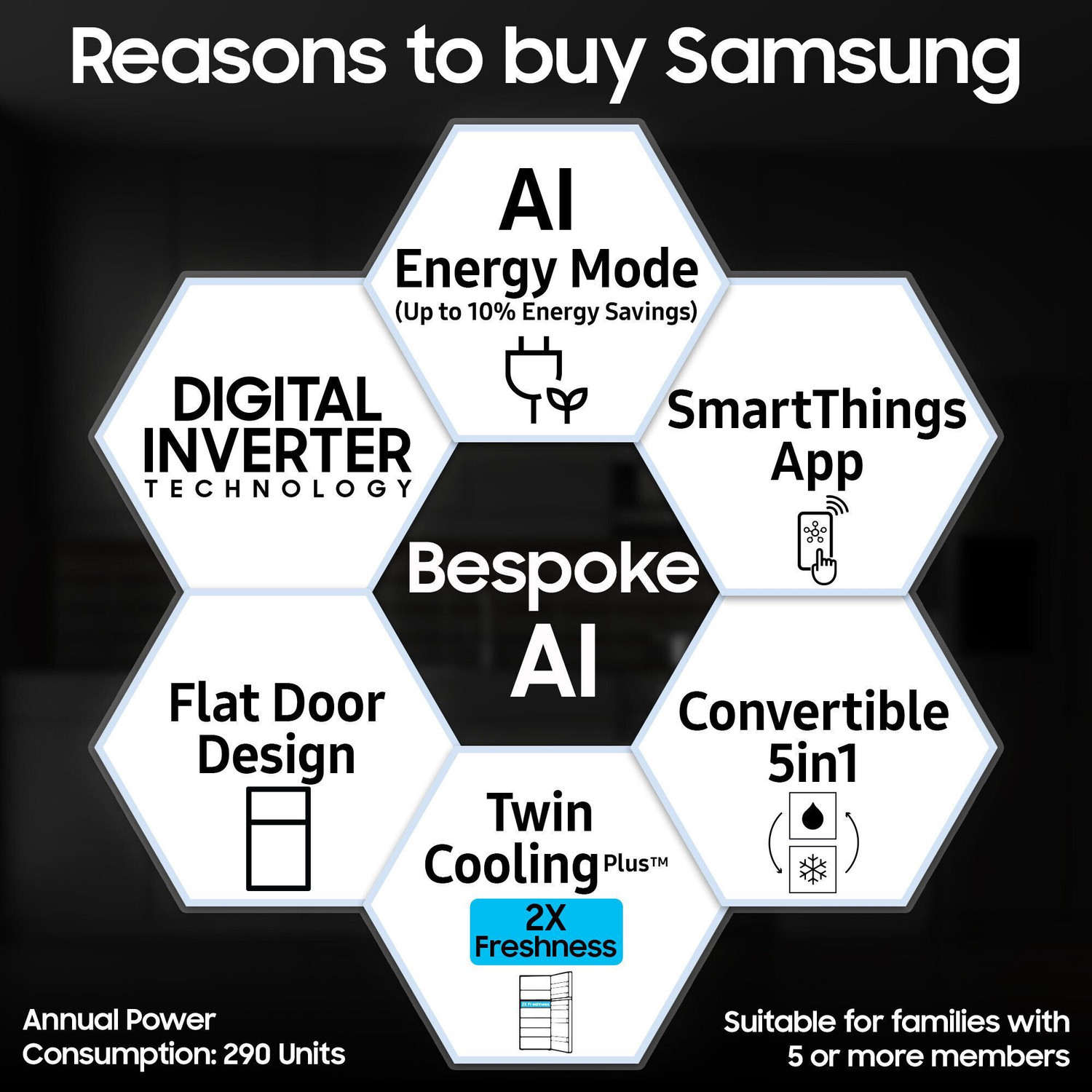 Image of Samsung 419 L Frost Free Double Door 2 Star Convertible Refrigerator with 5-in-1, Digital Inverter, WiFi Enabled Bespoke AI